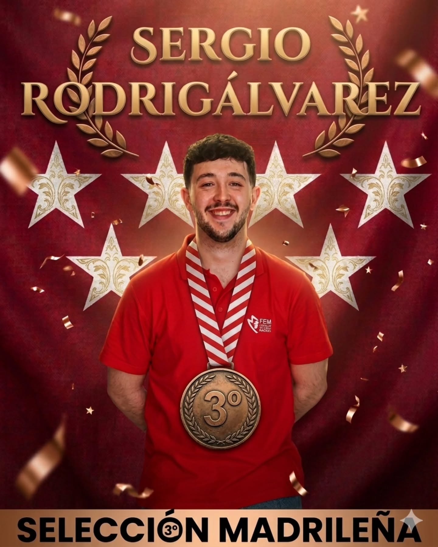 ¡Grandísima noticia!
Sergio Rodrigálvarez se cuelga la medalla de bronce con la selección madrileña, fruto de su esfuerzo, constancia y todo el trabajo duro que hay detrás.
Un ejemplo de dedicación dentro y fuera de la pista. Un orgullo tenerte en nuestro club.
¡Enhorabuena a @sergiorodrigalvarez y a todo el equipo @federacion_baloncesto_madrid !
📸@robenitezd
#BaloncestoRivasSureste