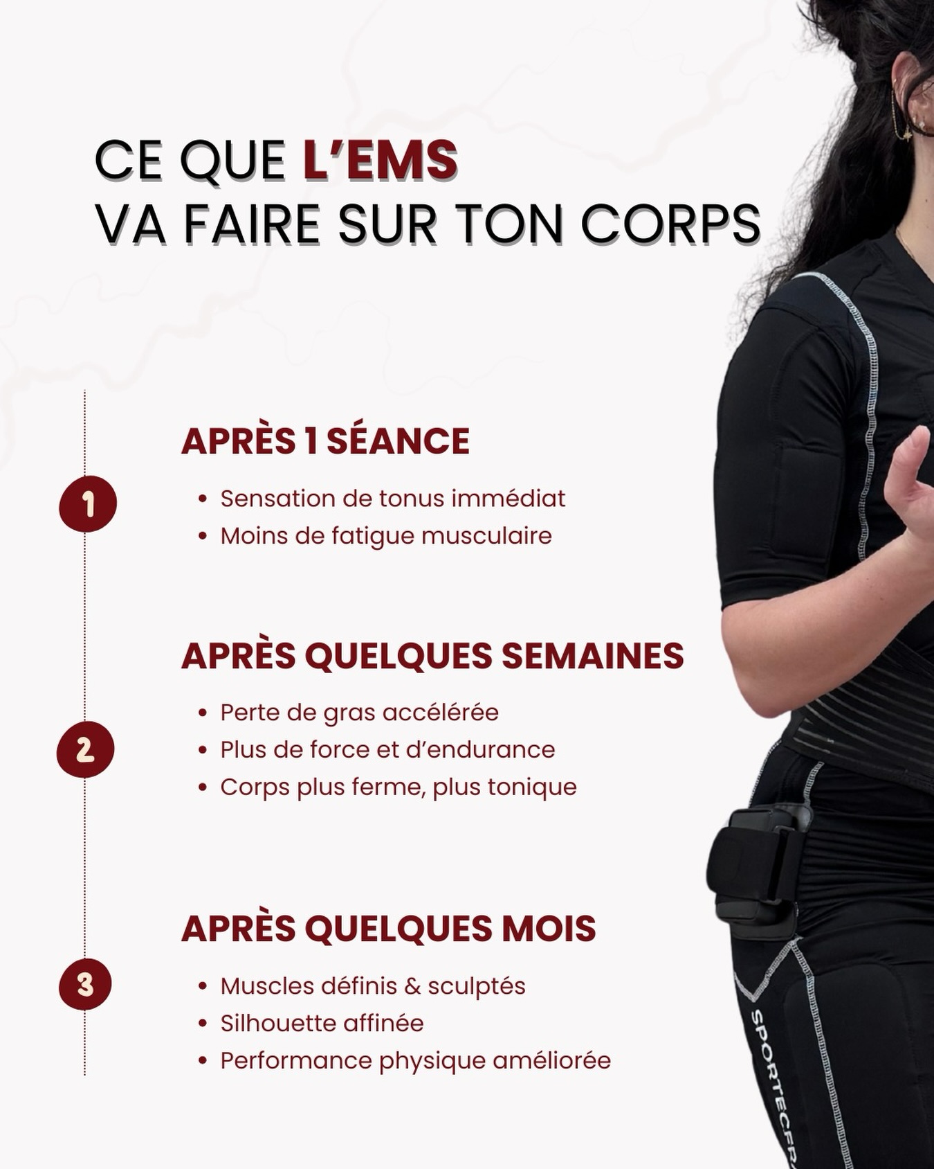 Ce que l’EMS va faire sur ton corps au fil du temps ⏳
#electrostimulation #ems #sport #pertedepoids #aixenprovence