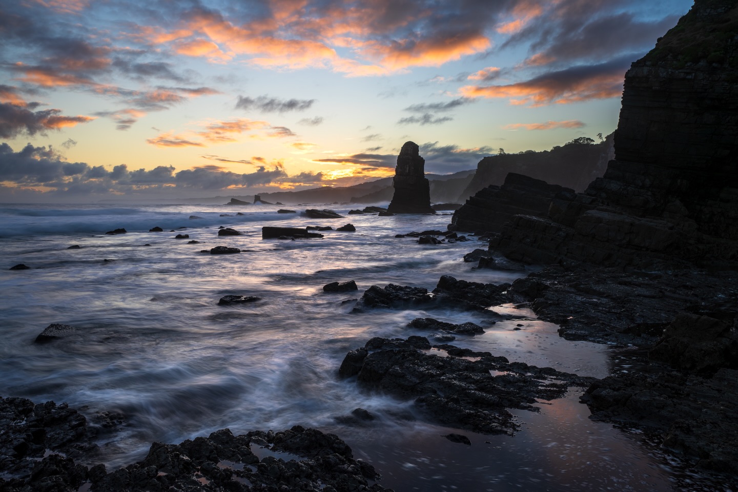 Morning at the beach.
Northern Spain is a remarkable place to explore. The wild coast of Asturias surprised me almost every day. Changing rock formations, sea stacks, shifting tides. Light revealing hidden details in the cliffs, mist from crashing waves adding a sense of mystery. Colors constantly evolving with the clouds.
Shot on Sony A7 RV + Sigma 20mm F1.4 DG Art & 50mm F1.2 DG Art & 70-200mm f2.8 + Maven Filters Polarizer & 6 Stop Dark CPL + framed on Gitzo Systematic Tripod.