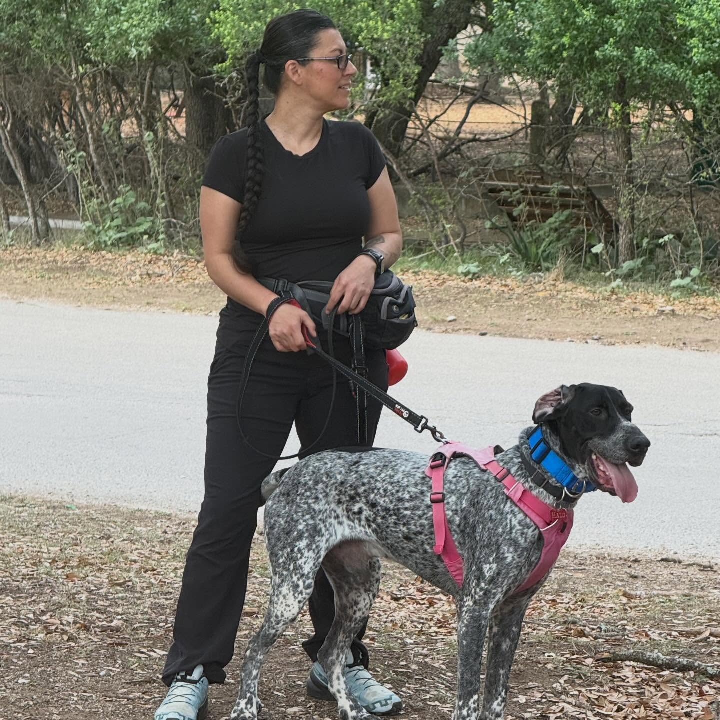 Started this Saturday with this handsome boy, Halo! 😇We joined a pack walk with fellow veteran brothers and sisters of the Bexar County Veteran Peer Support Group. His dad, Hector trusted me to tire him out! 🏃🏻♀️🏃🏻♀️ IFYKYK 🐾 Thank you so much @hector.dominguez1265 for trusting me with your baby! He's the goodest boy ever! ❤️
.
#veteranowned #dogwalking #petcare #professionaldogwalker #smallbusiness