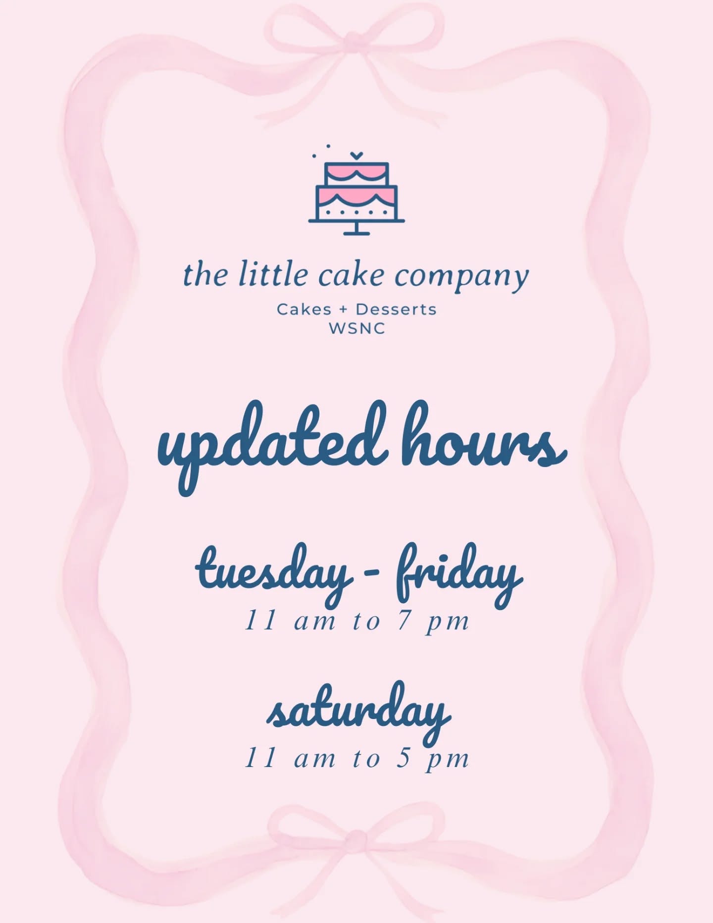 Please note our updated Saturday hours starting this week!
Don't worry - Saturday Happy Hour isn't going anywhere! It will be from 3 pm to 5 pm now 🍰✨