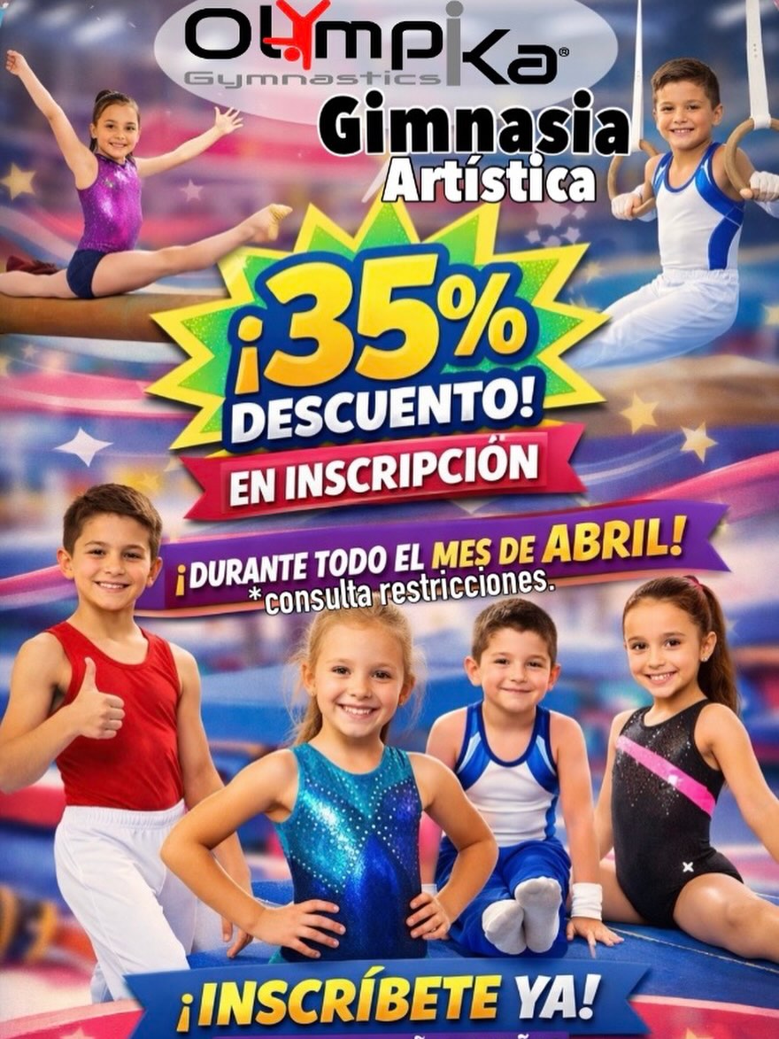 ✨ ¡Este abril es el momento perfecto para pertenecer al equipo de Olympika Gymnastics! ✨
Aprovecha nuestro descuento especial en inscripción durante todo el mes de abril e integra a tus hijos a una disciplina que fortalece su cuerpo, mente y confianza. 🤸♀️
👧🧒 Clases para niños y niñas a partir de los 4 años cumplidos
🎟️ ¡Pregunta por tu clase muestra!
📲 Agenda vía WhatsApp: 5536601737
📍 Antonio Rodríguez 83, Col. San Simón, Benito Juárez
⏰ Consulta horarios disponibles
¡Cupos limitados, asegura su lugar hoy mismo. #gimnasiaartistica #gimansia