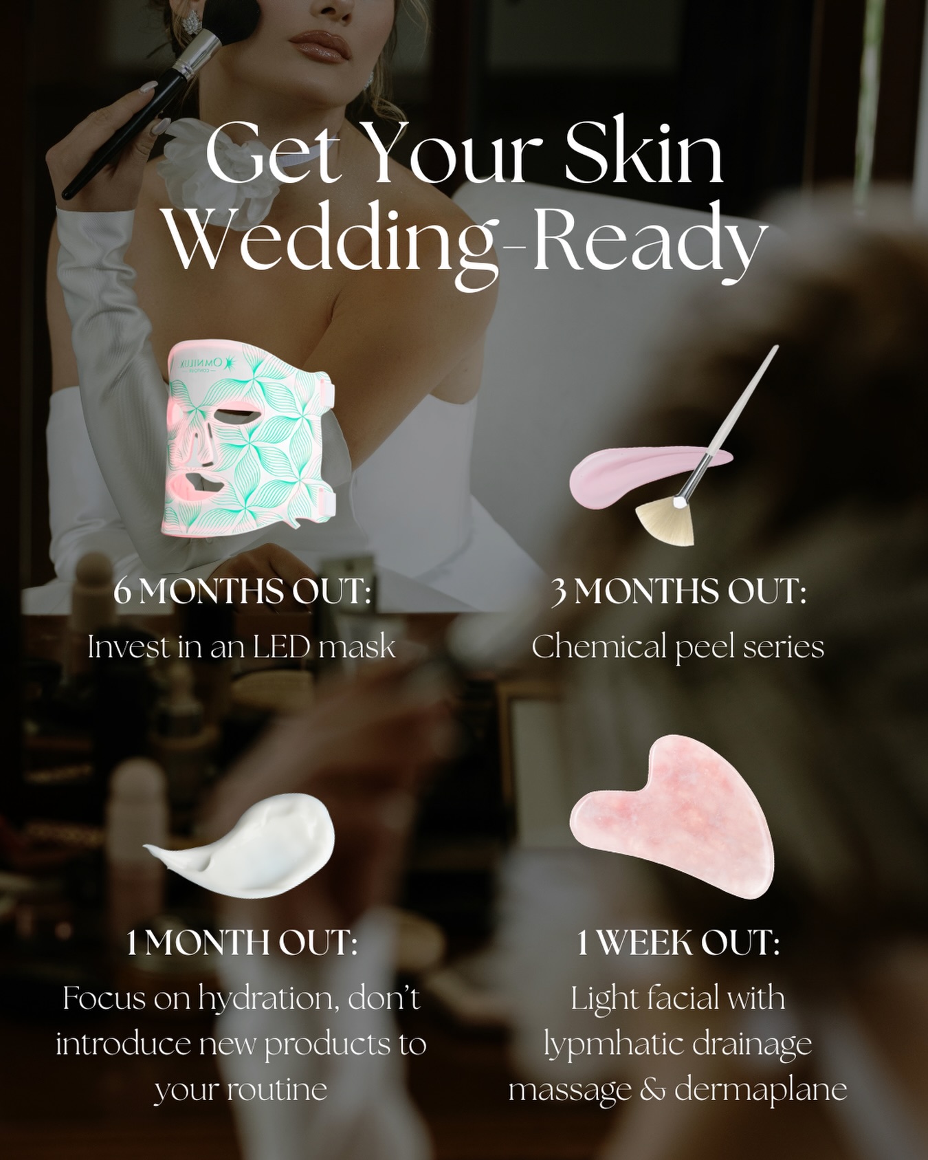 Attention brides-to-be ✨
Just like every detail of your big day, your skincare deserves a timeline too.
Don’t let time get away from you! Book now and let one of our estheticians create a custom plan just for you.
#omahaesthetician #omahasalon #revesalonandspa #bridalskincare #weddingskincare