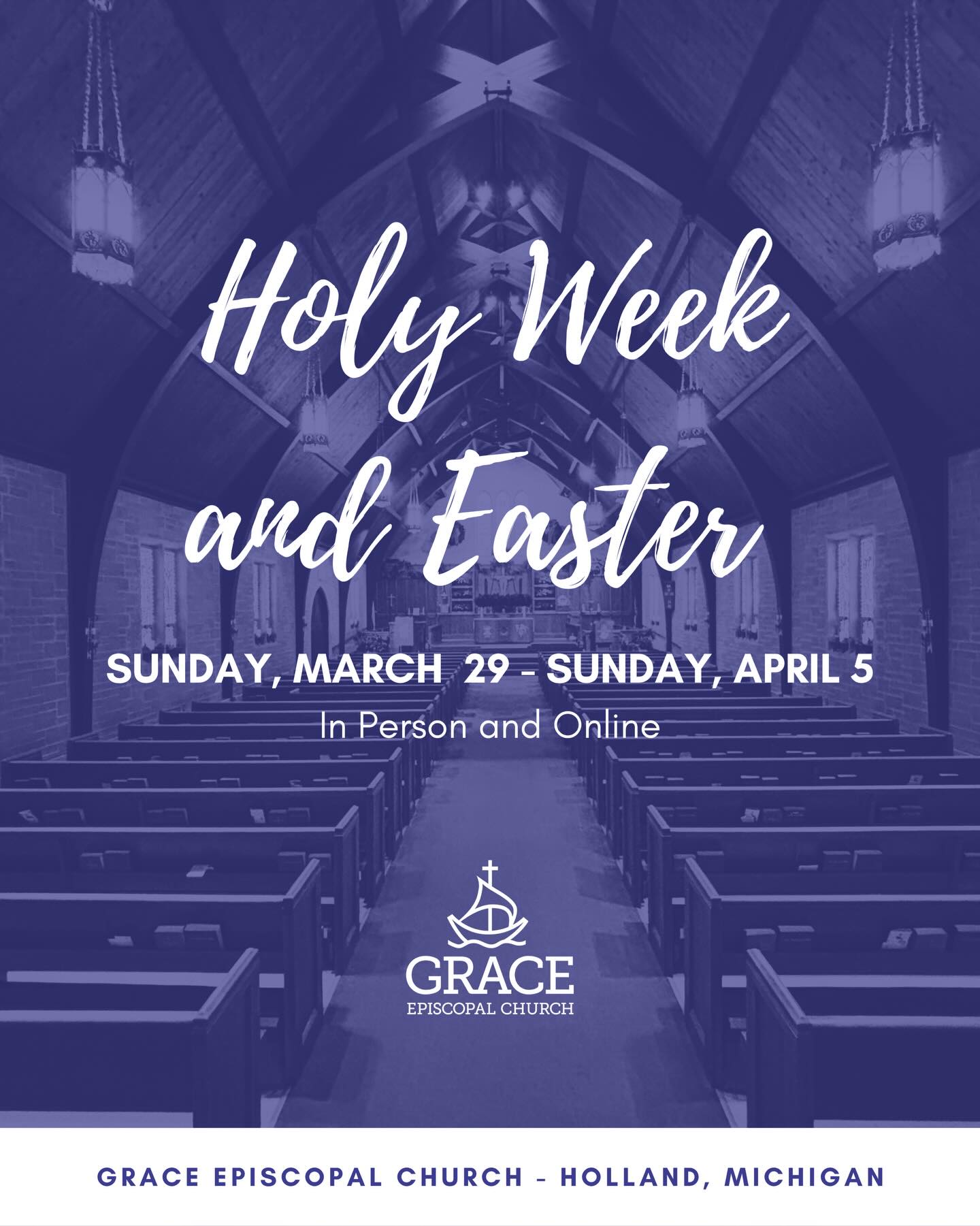 As we prepare for the observances of Palm Sunday through Holy Week and Easter, we invite you to scroll through our services and imagine where it is you’re feeling called to gather in community this season.
Know that no matter who you are, no matter your place in life or familiarity with our church, the whole of you has a place of welcome and belonging with us. Whether you come for one, come for some, or come for all, you will find a community eager to welcome you in the spirit of love, peace, hope, and mutual care.
A blessed Holy Week to you all. 💜
@graceepiscopalholland
@greatlakesepiscopal
@theepiscopalchurch