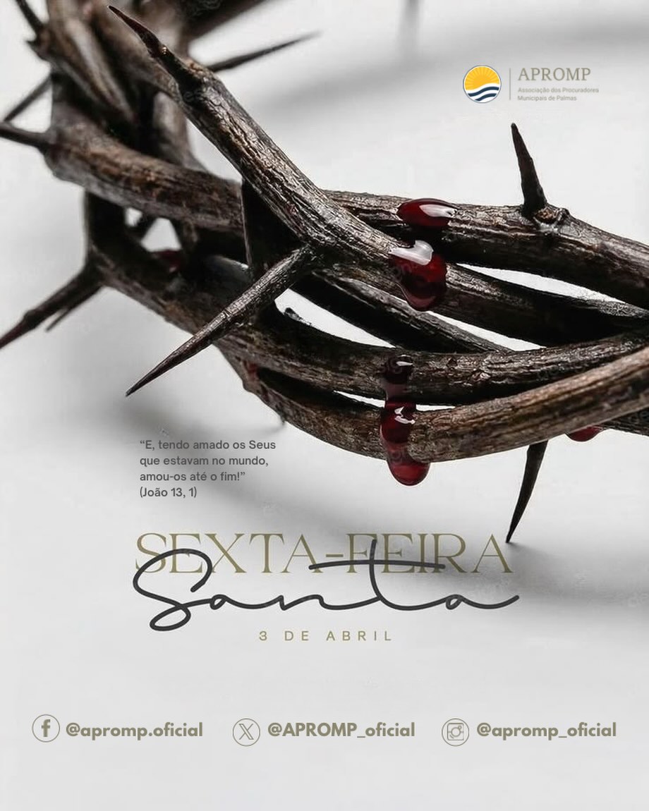 A Sexta-feira Santa nos convida a refletir sobre o maior exemplo de entrega e sacrifício por um propósito maior. É um dia de silêncio que precede a esperança, lembrando-nos de que a dedicação ao bem comum e à verdade exige resiliência e integridade. 🕊️
#SextaFeiraSanta #APROMP