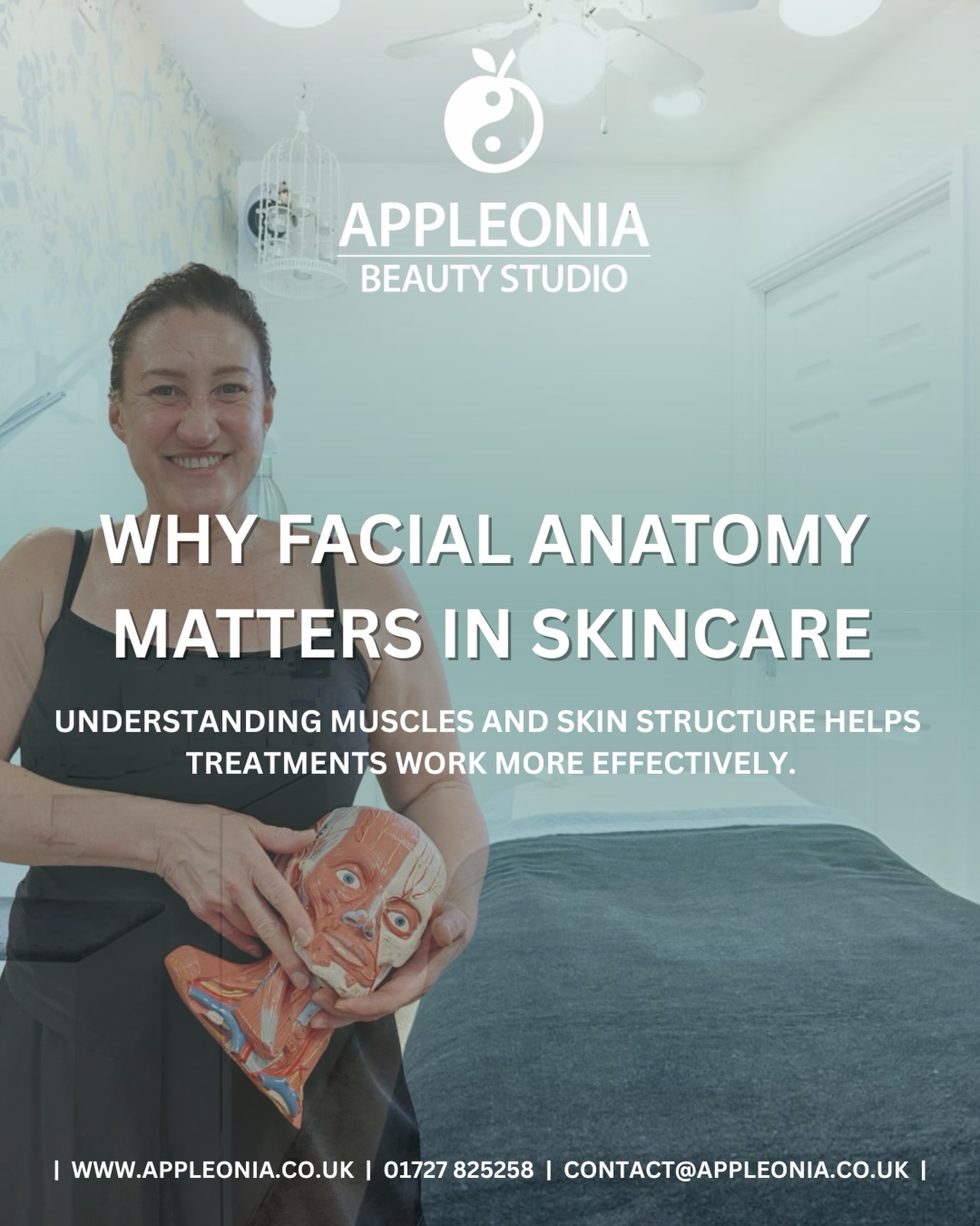 Understanding facial anatomy is essential when performing advanced skincare treatments.
Knowing how the muscles, skin and connective tissue work together helps treatments such as facial massage, microneedling and advanced facials deliver better results.
At Appleonia Beauty Studio, Joanne combines over 30 years of experience with continuous professional training to ensure every treatment is safe, effective and tailored to each client.
For more information on the treatments offered at Appleonia, please visit our website or give us a call…
07449 773297
https://www.appleonia.co.uk
#stalbans #StAlbansMums #beautysalon
