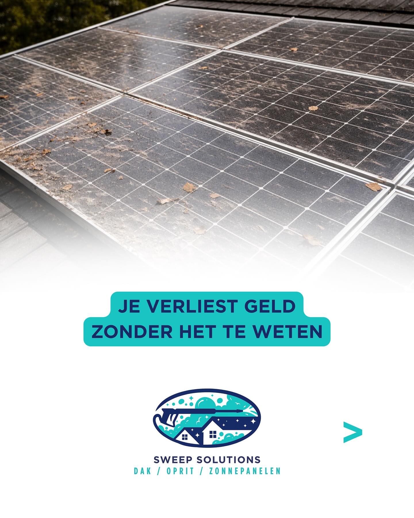 Zelfs een zeer dunne laag vuil zorgt voor verlies van rendement. Hierdoor wordt er minder zonlicht geabsorbeerd, wat leidt tot minder opbrengst.
Blinken je zonnepanelen niet meer? Dat is het teken dat er een vuillaag bovenop ligt.
Laat daarom minstens een keer per jaar jouw zonnepanelen reinigen met de juiste producten en technieken.
Maak nu een afspraak, via onze website of een DM! ✨🧼
#SweepSolutions #Ramenwassen
#ProfessioneleReiniging #PropereRamen
#Onderhoud #Buitendienst #Terrasreiniging #Voorjaarsreiniging #Zonnepanelen #Zonnepaneelreiniging #Terrasreiniging