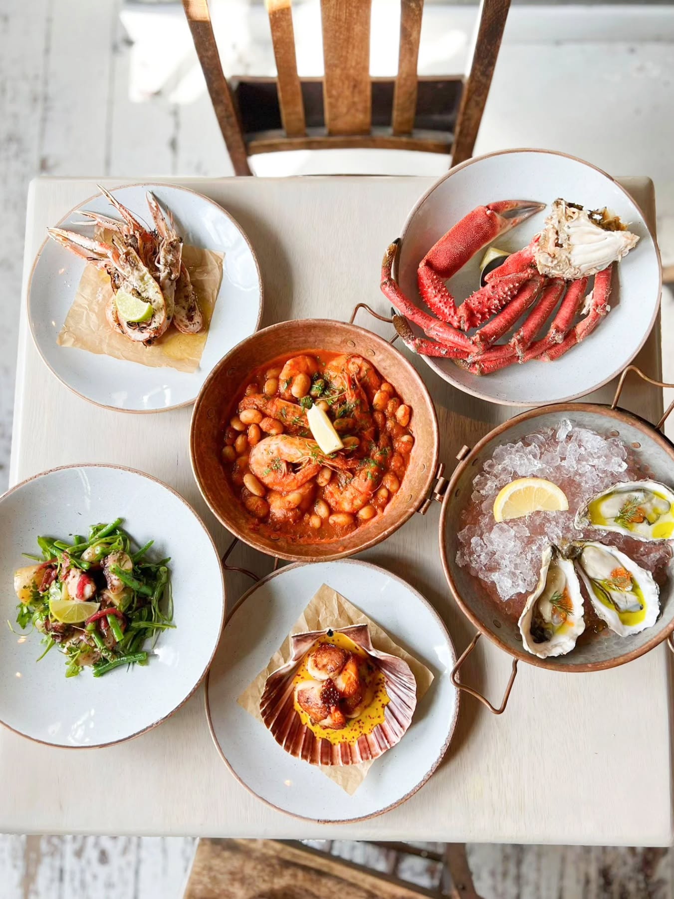 Specials this Easter Weekend..
🦪 Jersey oysters, dill oil, trout roe
🦐 Grilled langoustines, jalapeno and lime butter
🐚 Thai yellow scallops, soy pearls
🦀 1/2 Sussex spider crab, dill, chive and shallot mignonette
🐙 Octopus, potato and green bean salad with chimichurri
🦐 Smoked paprika king prawns, tomato and butter beans