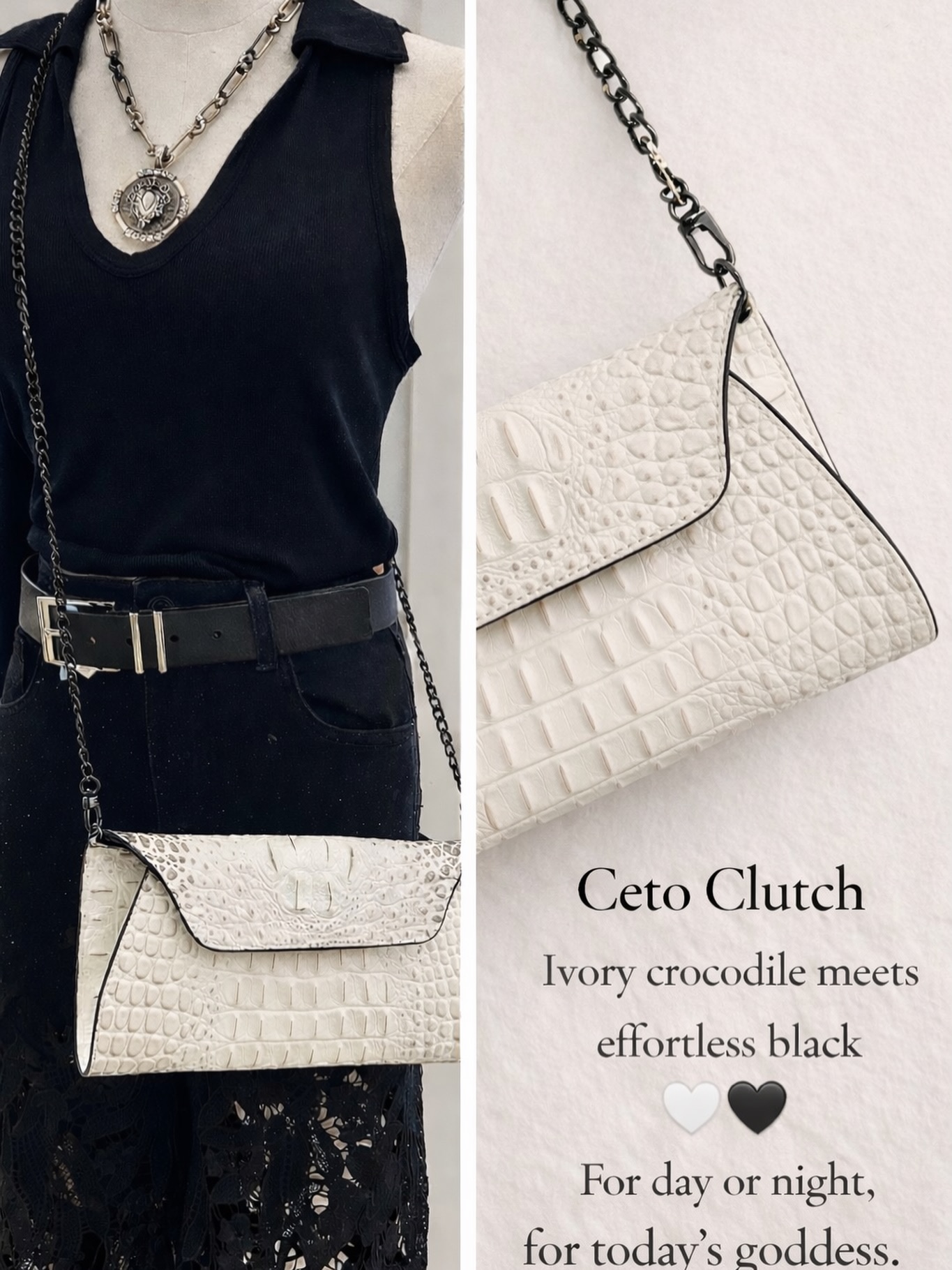 The Ceto Clutch in ivory embossed crocodile 🤍
Effortless. Timeless. Elevated.
Now available at @simplynaturalnaples, Naples.
#AnnieHandbags #CetoClutch #LuxuryStyle #ResortChic #NaplesStyle