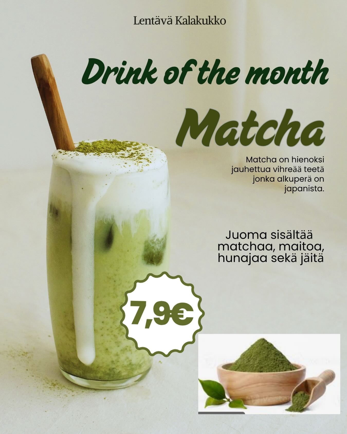 🍀 - DRINK OF THE MONTH - 🍀
Tämän kuun erikois juoma on raikas sekä hunajainen… se on MACHA ! Macha on japanilaista hienoksi jauhettua vihreää teetä.
Saatavilla kylmänä sekä lämpimänä🧊🔥
Machavaa, eikö? 🤩
#kuopiokahvila #kuopio #kahvila #matcha
