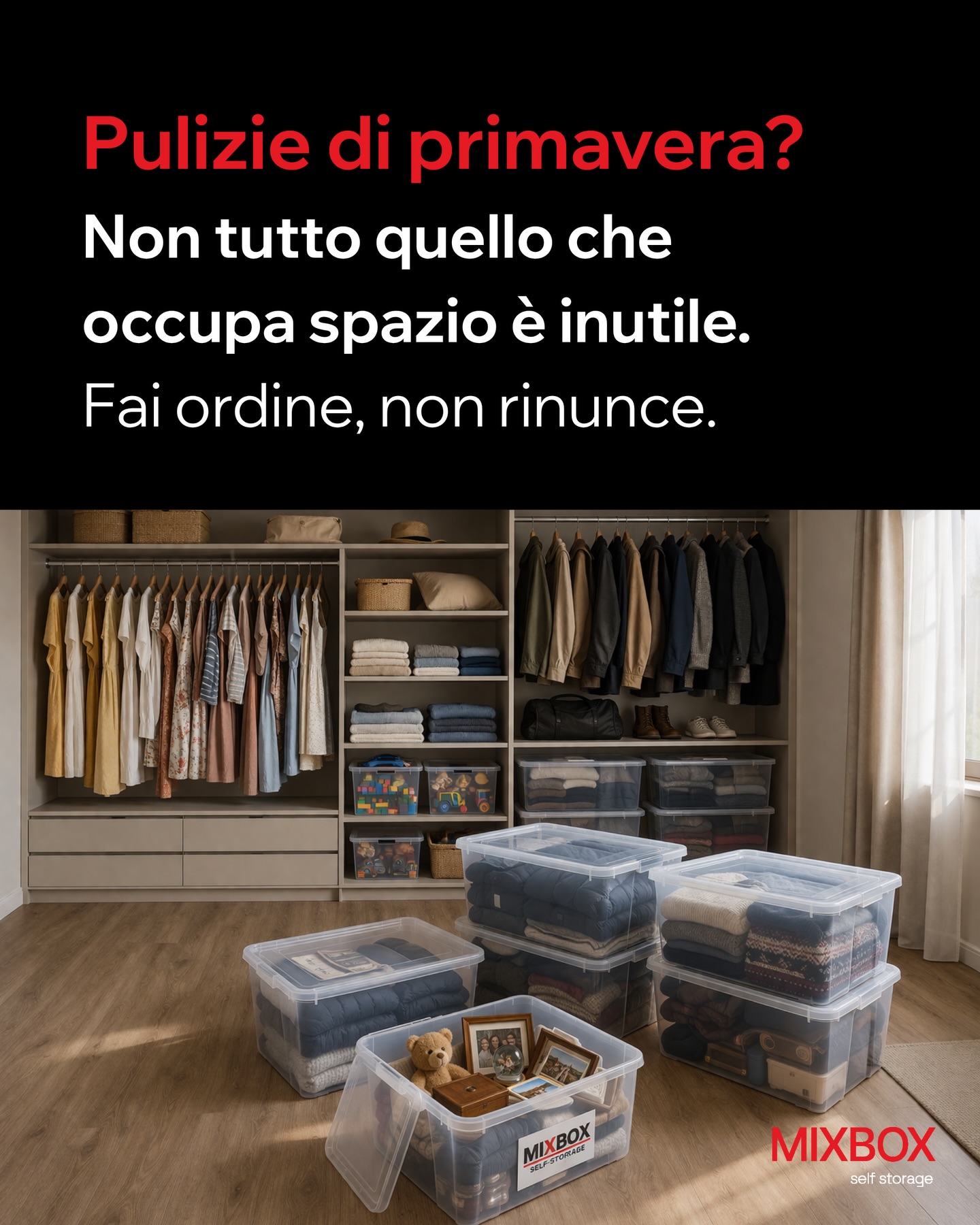 Con l’arrivo della primavera pensi subito a fare ordine e pulizia 🧹🫧.
Ma non tutto quello che occupa spazio è inutile.
Ci sono cose che non usi ogni giorno…
ma che fanno parte della tua vita.
Vestiti, oggetti, ricordi…
👉 Non devi rinunciare.
👉 Devi solo trovare il posto giusto.
📦 Le scatole che ti occupano spazio?
Dalle a noi. Te le custodiamo con cura.
MIXBOX ti offre box sicuri, puliti e accessibili
per liberare spazio in casa o nella tua attività.
✔️ Accesso autonomo
✔️ Serrature digitali
✔️ Spazi temperati
✔️ Corridoi ampi
✔️ Altezza fino a 3 m
📍 Grono – a 10 min da Bellinzona
💰 Da CHF 1.50 al giorno per m²
🎁 Promo 3x2 attiva
✨ Fai ordine. Senza rinunce.
Chiamaci e trova il box giusto per te:
➡️ +41 79 664 31 95
#selfstorageticino
#spazioinpiù
#ordineeorganizzazione
#primaveraincasa
#mixbox
