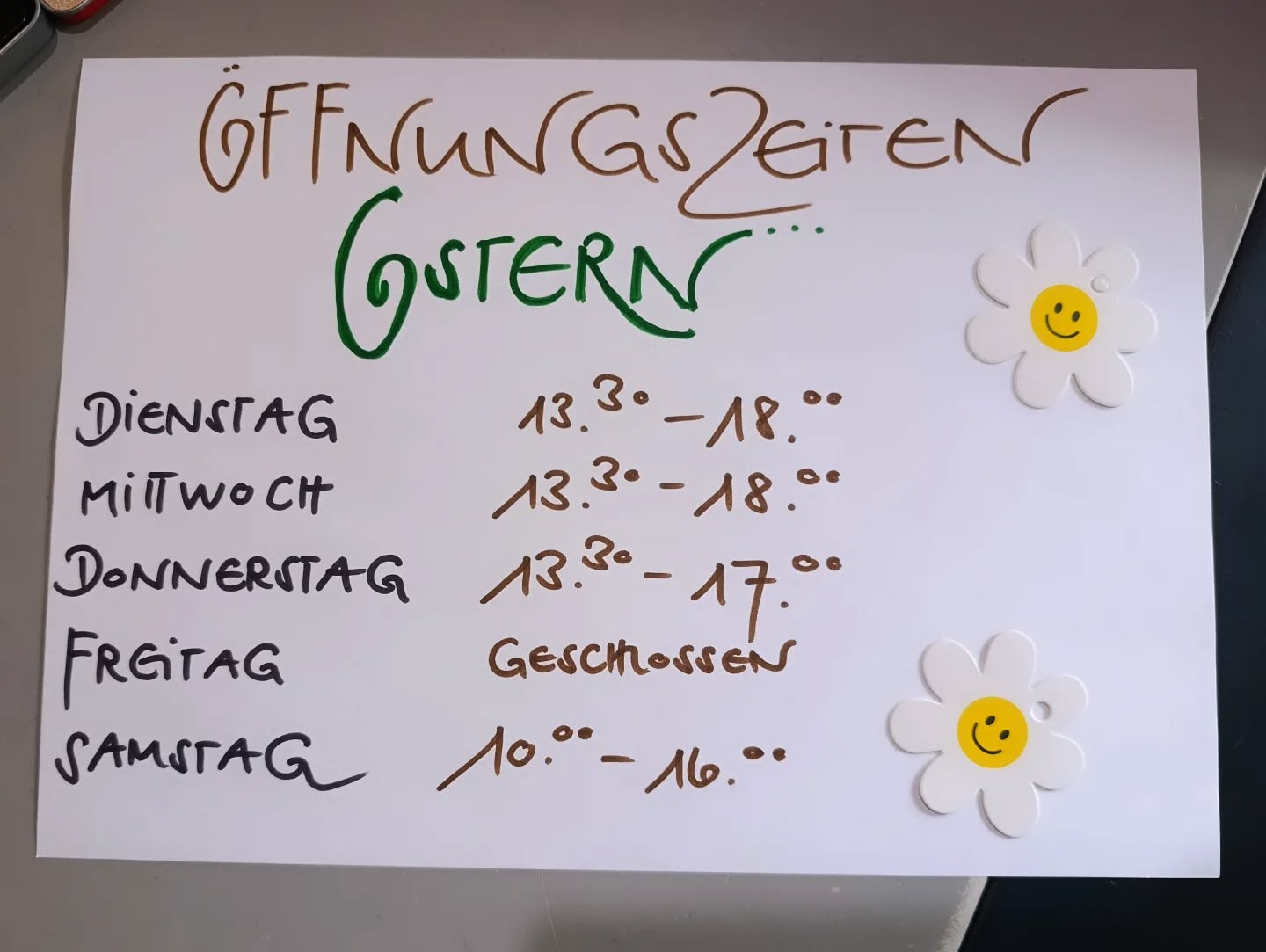 Die Öffnungszeiten in dieser Woche 🐰🐰🐰
Ich freue mich wenn du vorbei schaust ❤️