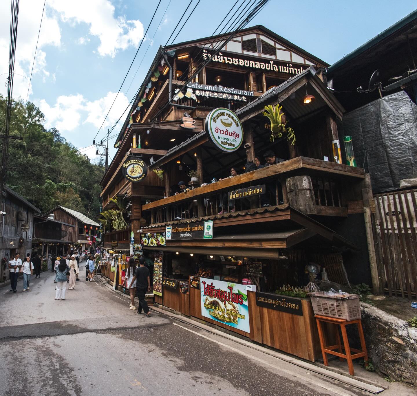 Quiet wooden village tucked away in a valley of Northern Thailand