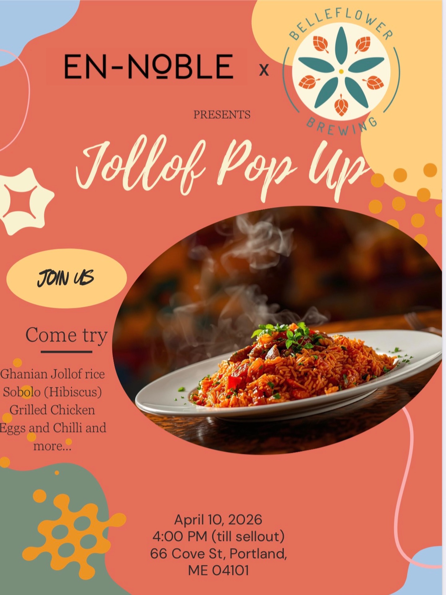 🎉🍚 Ghanaian Jollof Pop-Up at Belleflower Brewery @belleflowerbeer ! 🍻✨
Get ready for an unforgettable experience this Friday, 4 pm till sell out! 🇬🇭🔥
🌺 Sip on some refreshing Sobolo – a delicious Ghanaian hibiscus drink that’ll have you hooked! 🍹
🍗 Enjoy mouth-watering Ghanaian Jollof Rice with Grilled Chicken – a flavor explosion you don’t want to miss! 😋
PLUS – we’re teaming up with the one and only Ebenezer Akapo @akakpoandco to bring you stunning, hand-crafted Ghanaian Jewelry 🇬🇭💎
🕓 When: 4 PM till sell-out!
📍 Where: Belleflower Brewery, Portland.
Come for the food, stay for the vibes (Afrobeats for the evening) & check out the amazing jewelry! ✨ Let’s make this pop-up a celebration of Ghanaian culture! 🥳
See you there! 🙌🏾
#JollofPopUp #BelleflowerBrewery #GhanaianEats #PortlandEvents #GhanaianVibes SooooHibiscusDrink JollofRice GrilledChicken PortlandEats AkapoJewelry SupportLocalDesigners