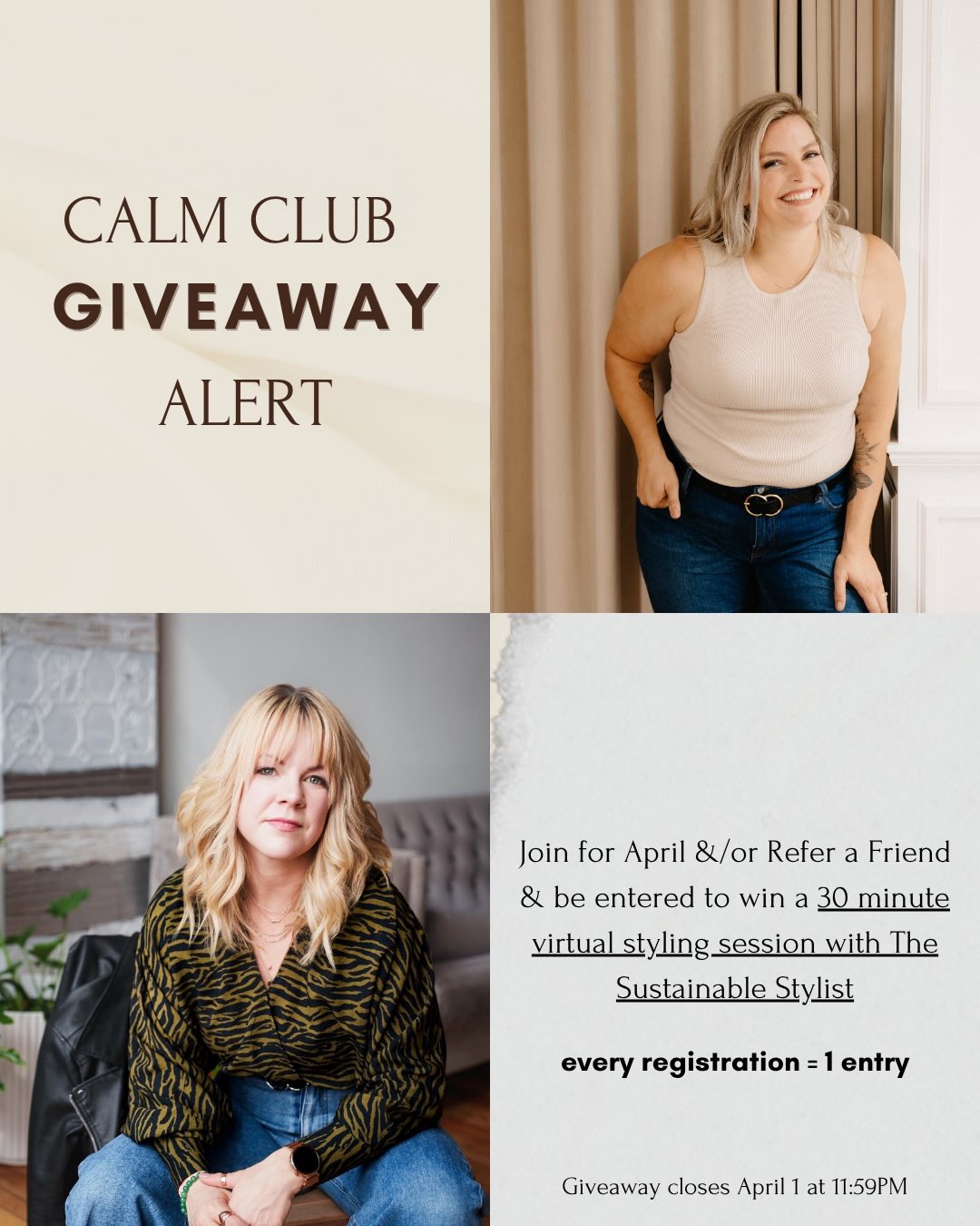 UPDATE: @onava_athome is our WINNER 🥳🥳🥳🥳
GIVEAWAY CLOSED 🚨
you don’t need more clothes
you need new ways to wear the ones you already own
to celebrate April inside Calm Club (with a focus on decluttering our bedrooms & closets), I’ve teamed up with Shannon from @thesustainablestylist1 to gift one of you a 30-minute styling session - using your current wardrobe
here’s how to enter:
+ join Calm Club for April
+ OR refer a friend who joins
+ make sure they drop your name at registration
every sign-up/ referral = one entry
because less stuff + better outfits? we love to see it
DM ‘STYLE’ for more details & share with a friend who could benefit
__________
#giveaway #personalstyle #declutteryourcloset #declutteryourlife #professionalorganizer