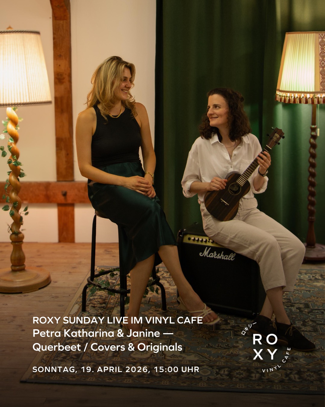 Roxy Sunday / Petra Katharina & Janine – Querbeet / Covers & Originals
Sonntag, 19. April, um 15:00
Gratis Eintritt/Kollekte
Pop-Balladen mit einer Prise Jazz treffen auf Eigenkompositionen von Petra Katharina. Piano und Gesang sind Reiseführer; eine Violine, Ukulele und ein E-Bass sind ebenfalls im Gepäck.
@janebtk + @pkjmusik
Produced by @klangkosmos
#RoxyVinylCafe #LiveMusic #konzert #RoxySundayLive #Winterthur