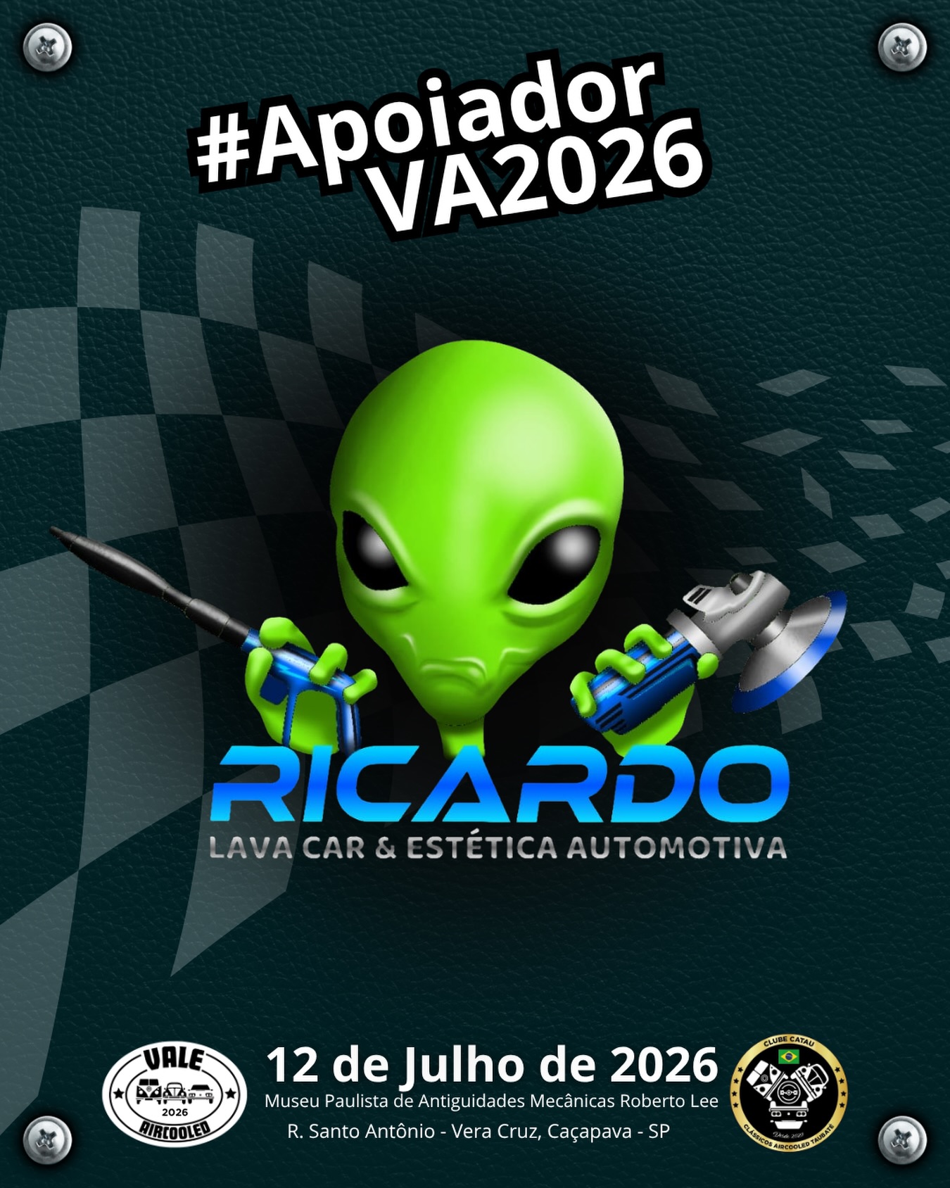 🧼🚗 Novo apoiador confirmado no Vale Aircooled 2026!
O @ricardo_lavacar012 chega com tudo, trazendo limpeza automotiva completa, incluindo lavagem, polimento, cristalização e muito mais!
Com atenção aos detalhes e serviço de qualidade, é a escolha certa pra deixar seu carro sempre brilhando como merece. ✨
#ValeAircooled2026 #RicardoLavaCar #EstéticaAutomotiva #Polimento #Cristalização