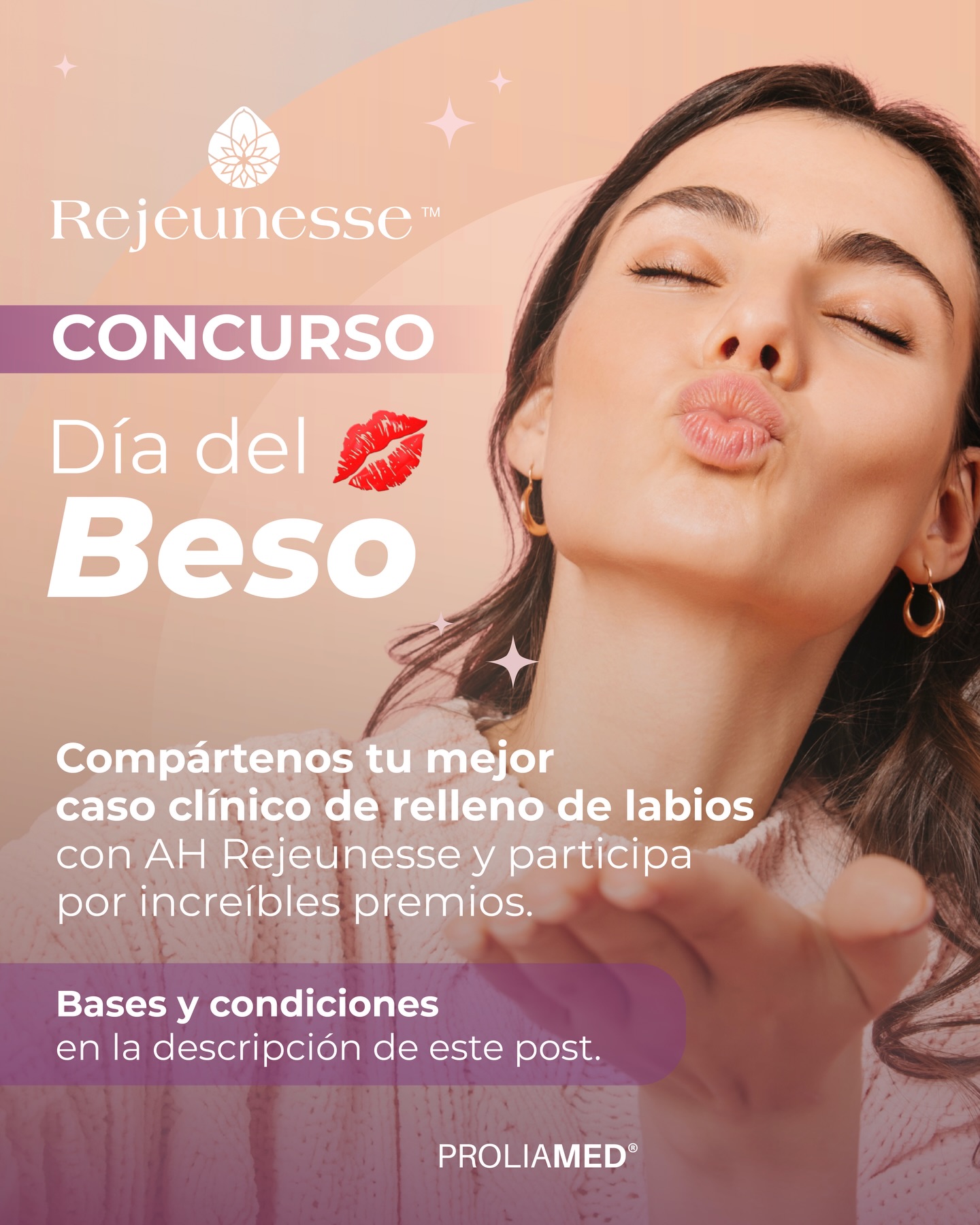 💋 Porque este lunes 13 de abril celebramos el Día del Beso… ¡tenemos concurso! 💋
Queremos ver tu mejor resultado en relleno de labios con Rejeunesse 💉✨
📩 ¿Cómo participar?
1. Envíanos un solo caso, tu mejor resultado de relleno de labios con Rejeunesse
2. Puede ser por DM o WhatsApp
3. Indica qué presentación de Rejeunesse utilizaste
⏰ Tienes hasta el domingo 12 de abril para participar
🏆 Premio:
✨ 1 caja de Rejeunesse
✨ 1 Luscious Lips Infracyte
📊 Criterios de evaluación:
Evaluaremos la naturalidad, armonía facial, simetría, proporción labial y mejora del contorno y la proyección, junto con la calidad del registro fotográfico.
📣 El ganador será anunciado el lunes 13 de abril
Al participar, autorizas a Proliamed a compartir tu caso en redes (mencionando al profesional).
¡Esperamos tu mejor resultado! 💋
#rejeunesse #proliamed #díadelbeso #fhl