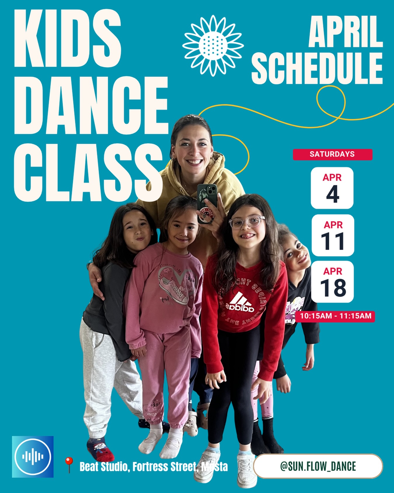 🐣✨ April Kids Dance Classes are here! ✨🐣
Join us this April for fun-filled Saturdays of movement, creativity, and joy 💃💛
📅 April 4, 11 & 18
🕥 Saturdays at 10:15 (1 hour of fun!)
📍 BEAT Studios, Mosta
🌸 Plus, a little Easter surprise gift for our dancers! 🎁
📩 Message us to book your spot — limited spaces available!
#SUNFLOWDance #KidsDanceMalta #EasterDance #MostaMalta #CreativeMovement DanceForKids SpringVibes LittleDancers