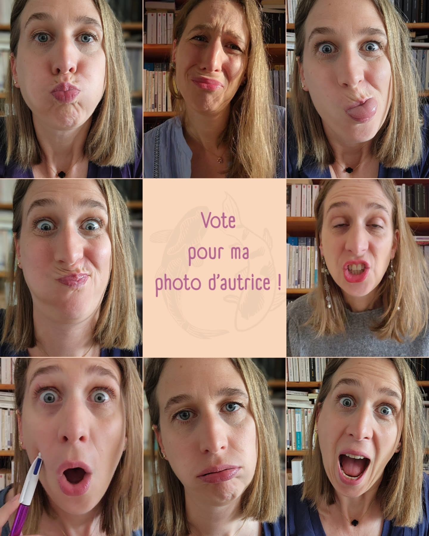 Je te préviens tout de suite, à la question "Oseras-tu vraiment utiliser la photo sélectionnée comme photo d'autrice ?", je répondrai : "Naaaaaan, impossible !" 😅🤣
Bah, faut bien s'amuser le 1er avril quand on bosse toute seule ! 🐟🐠🐡
#poissondavril #1eravril #autrice