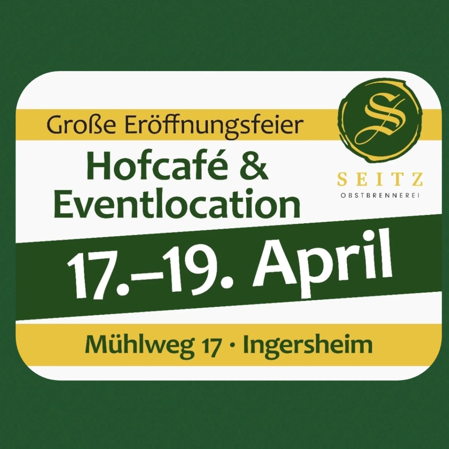 Wir eröffnen unser Hofcafé und unsere Eventlocation mit einer Eröffnungsfeier. Diese findet als Hoffest vom 17.-19. April 2026 statt.
Am Freitag, den 17. April beginnt die Eröffnungsfeier um 18 Uhr. Es gibt eine offizielle Schlüsselübergabe mit unserer Architektin Elvira Nägele.
Unser Team sorgt für Getränke, wie frisch gezapftes Bier, Wein, Cocktails und alkoholfreie Getränke. Zu Essen gibt es Flammkuchen, Crêpes, Rote Wurst, Currywurst und Eis von Fräulein Schmid.
Am Samstag, den 18. April beginnt das Fest bereits um 17 Uhr. Zu Essen und zu Trinken gibt es dasselbe wie am Freitag. Es gibt musikalische Unterhaltung von der Band "That's it".
Am Sonntag, den 19. April findet das Hoffest von 12 bis 18 Uhr statt. Von 12 bis 14 Uhr spielt das Blasorchester Ingersheim Unterhaltungsmusik. Der Fußballverein Ingersheim bewirtet und macht zum Mittagessen Schnitzel mit Kartoffelsalat oder Pommes. Außerdem gibt es wieder Flammkuchen zu essen und natürlich selbstgebackene Kuchen und leckere Kaffeespezialitäten.
Parken ist auf unserem Hof während dem Fest nicht möglich. Deshalb bitten wir alle Besucherinnen und Besucher, auf dem Fischerwörth-Parkplatz zu parken.
Wir freuen uns auf alle, die uns besuchen kommen und mit uns die Eröffnung feiern!
@bloingersheim
@fv_ingersheim
@schmids_erdbeer_spargelhof
@elvira_naegele_architektur