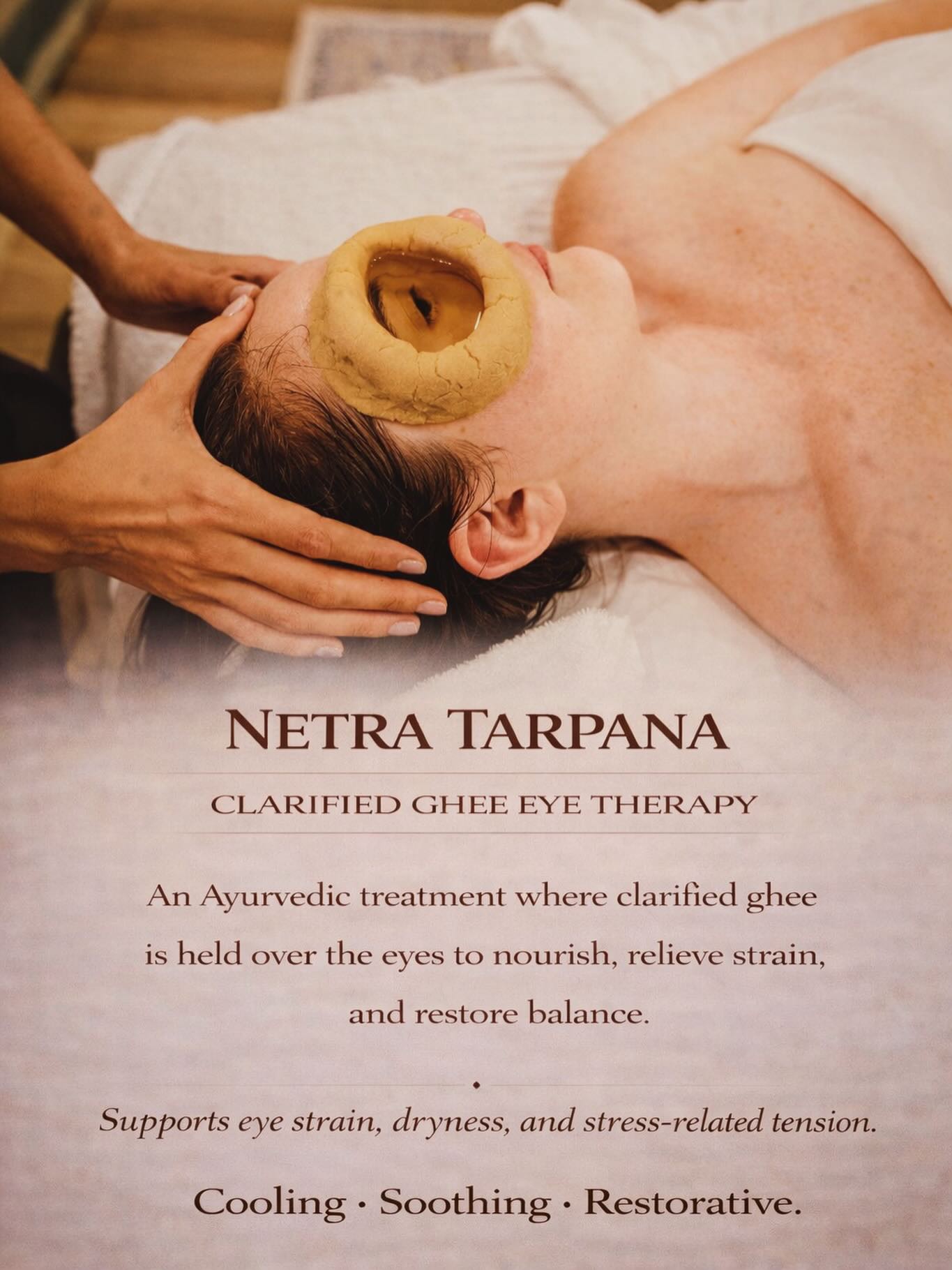A deeply nourishing treatment for the eyes and nervous system - Netra Tarpana
In Ayurveda, the eyes are closely connected to both the mind and internal heat
When there’s too much strain, screen time, or mental overload… it shows here
Netra Tarpana uses warm, clarified ghee
-to soothe dryness
-reduce strain
-and bring the system back into balance
clients often describe it as
-unexpectedly calming
-and deeply restorative
This is especially supportive for:
• eye fatigue
• dryness
• headaches or tension around the eyes
• feeling mentally “overworked”
⸻
#netratarpana #ayurveda #ayurvedichealing #panchakarma #gheetherapy