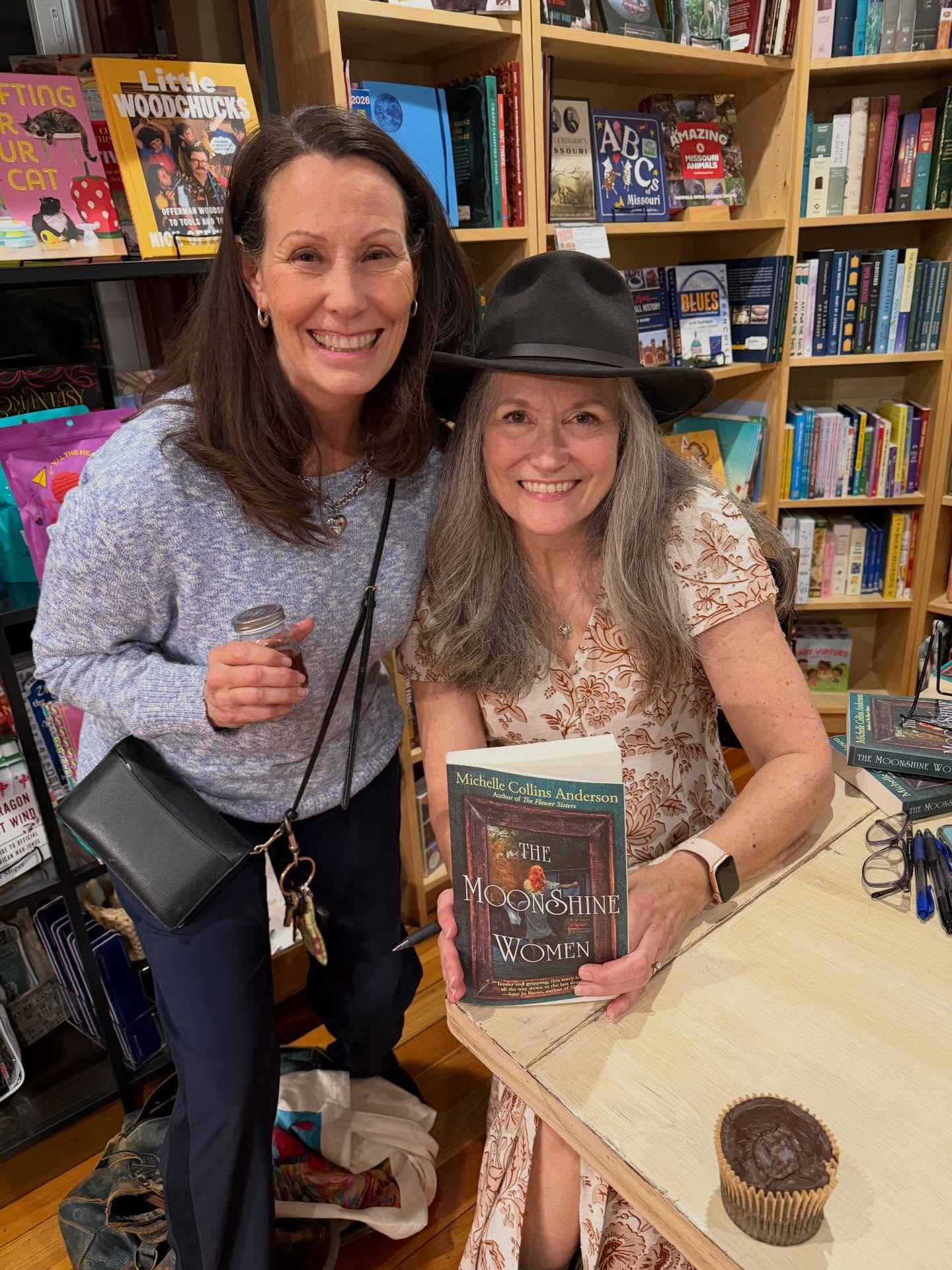 The moon’s shine lit up Neighborhood Reads tonight as author Michelle Collins Anderson shared the history behind her newest book, “Moonshine Women,” set in the Missouri Ozarks. Want to join our Moonshine Women Book Club? Pick up the book — and a ticket — and join us in May when Michelle returns for a special lunch to talk about it! #community #indiebookshop