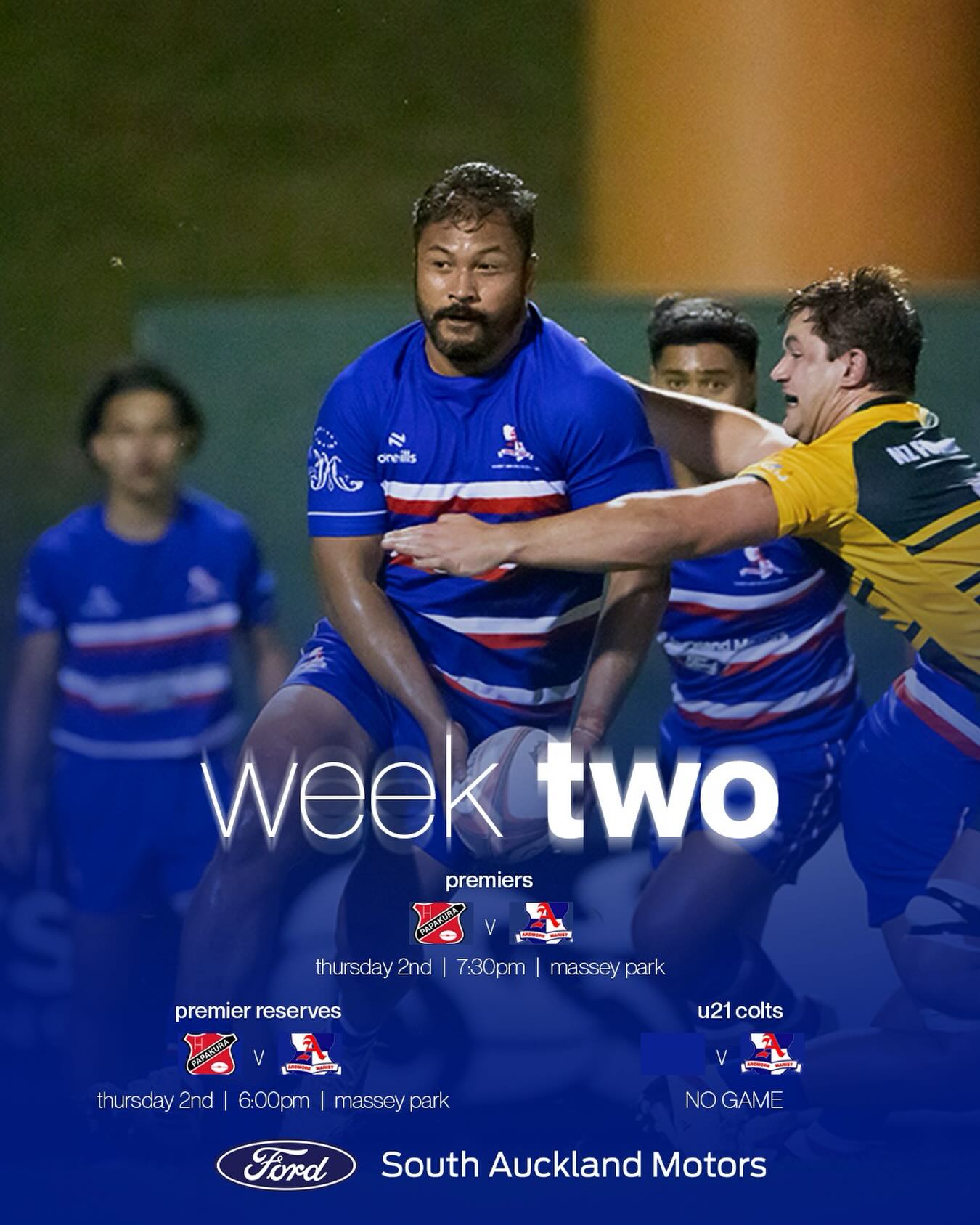 Away this week against @papakurarugby for our Premier & Premier Development squads.
Playing under lights on Thursday night ahead of the Easter Weekend 🐰
Head along from 6pm at Massey Park!