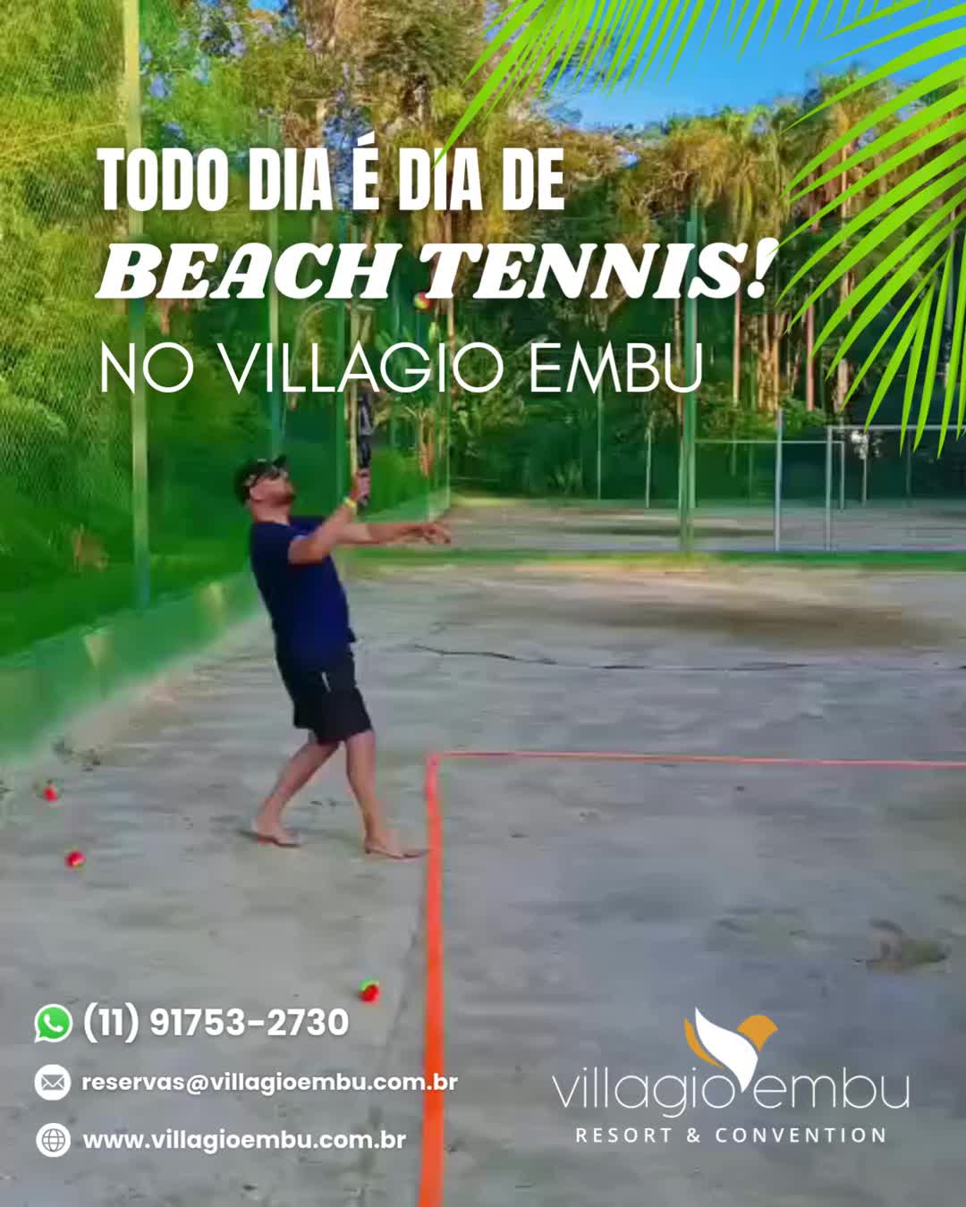 🌴🏖️ Feriado prolongado combina com descanso… e também com diversão!
Que tal aproveitar a Páscoa para se movimentar e viver momentos inesquecíveis no Villagio Embu? 🎾✨
Nossas quadras de beach tennis são perfeitas para quem quer curtir o clima leve do feriado, reunir a família ou desafiar os amigos em partidas cheias de energia!
Aqui, você aproveita o melhor dos dois mundos: relaxa em meio à natureza e ainda se diverte com uma atividade que é a cara do verão o ano todo ☀️🌿
Seja para jogar, aprender ou apenas curtir o ambiente, o seu feriado de Páscoa pode ser muito mais especial por aqui!
🐰💛 Ainda dá tempo de fazer sua reserva!
#VillagioEmbu #Páscoa2026 #FeriadoProlongado #BeachTennis #ViagemComFamília #DescansoEDiversão #Natureza #ExperiênciaUnica