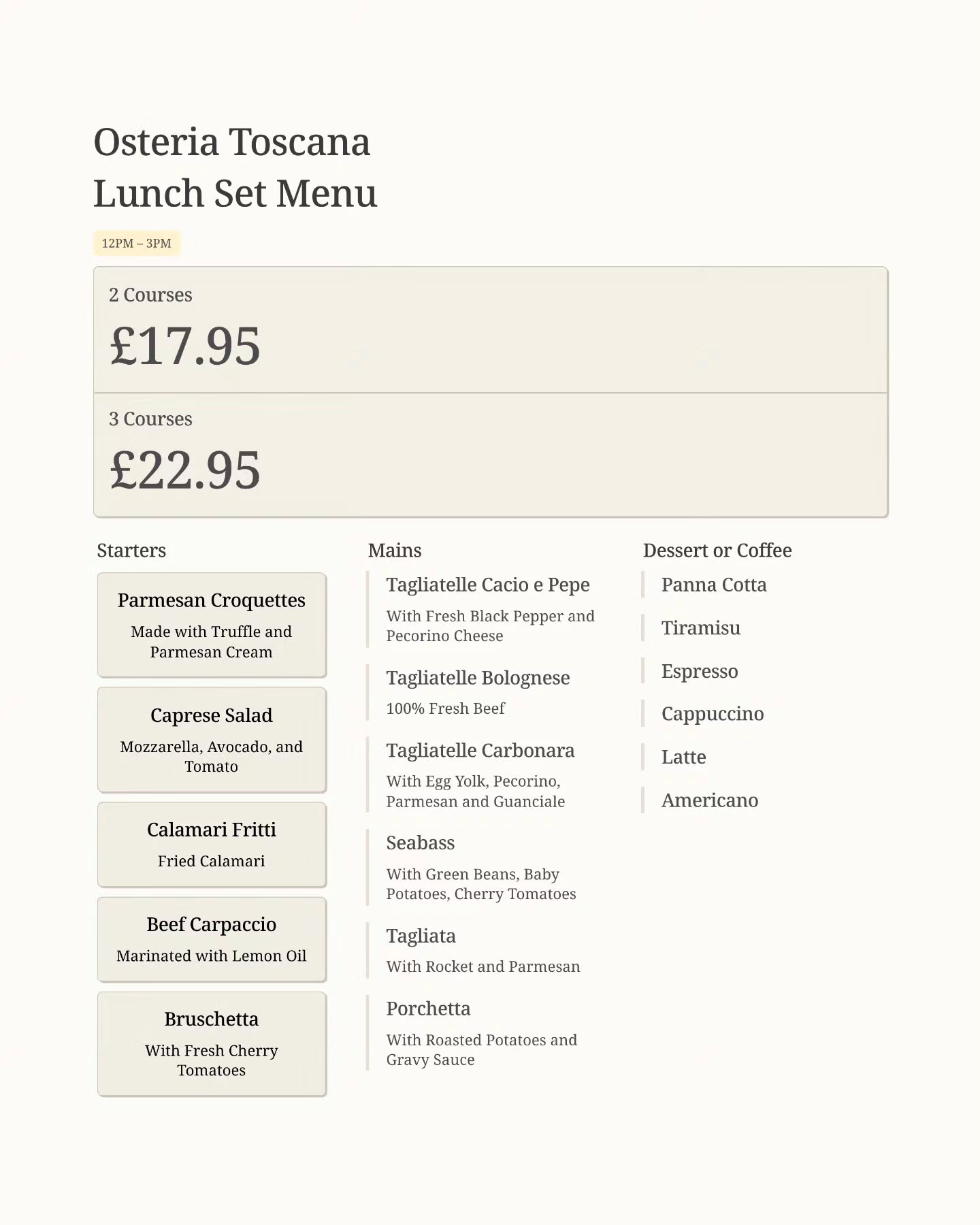 Your next lunch plans are sorted.
A little taste of Italy for lunch.
To book a table use the link in Bio.
Ciao ciao!
Osteria Toscana
31 Abbeville Rd, London SW4 9LA
020 3336 8467