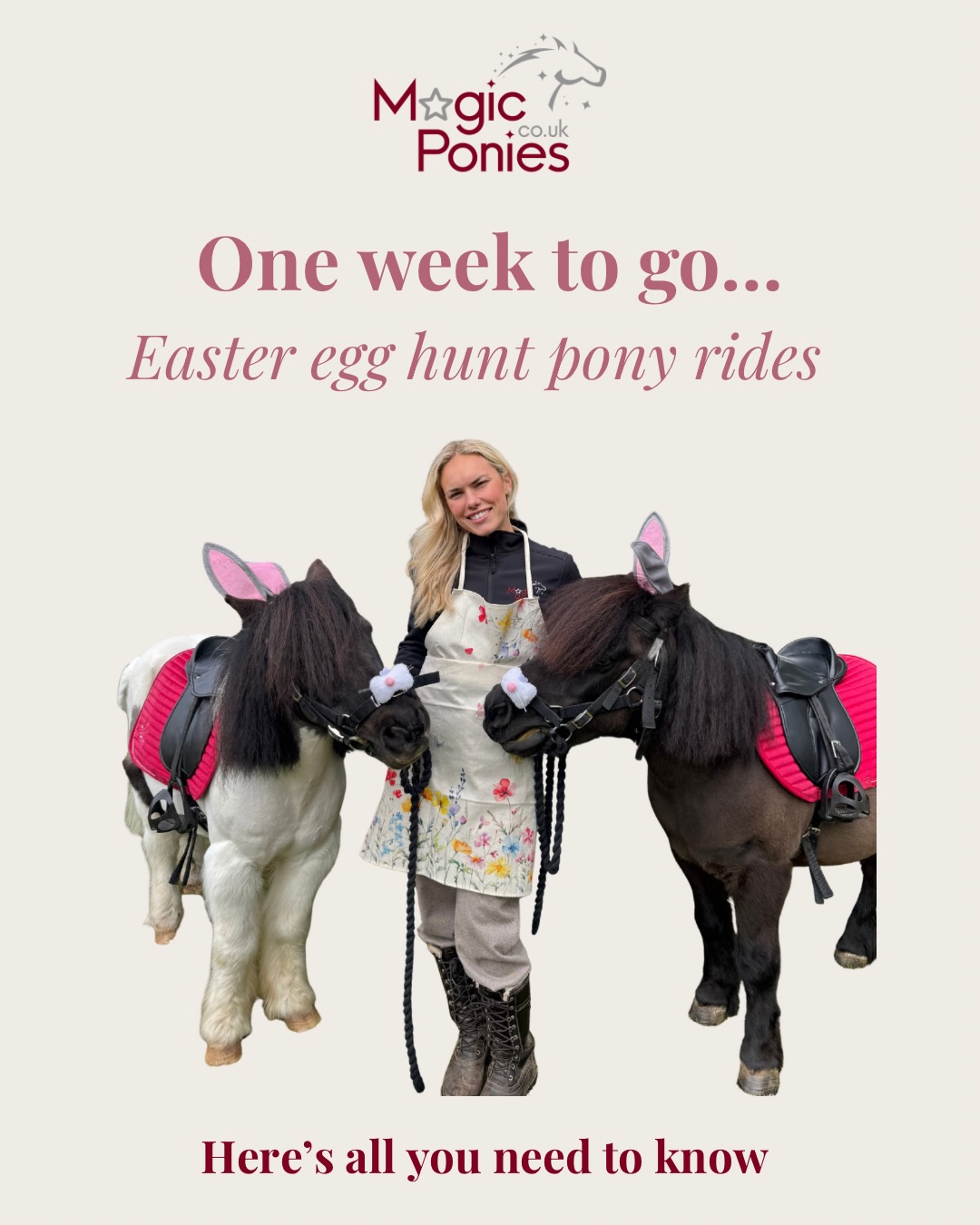 1 week to go until our Easter egg hunt rides make their debut at @thebarnkt9 🐴🪺🐰💫