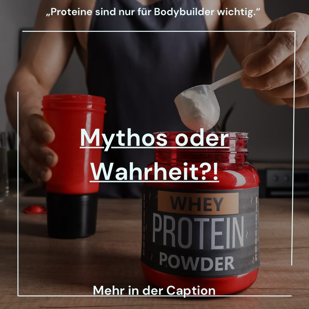 Mythos oder Wahrheit? 🤔
„Proteine sind nur für Bodybuilder wichtig.“ 🍗❌
Auflösung: MYTHOS! ✅
Erklärung:
Proteine sind für alle Menschen wichtig, nicht nur für Sportler. Sie unterstützen Muskelaufbau, Regeneration, das Immunsystem und sogar die Wundheilung. Besonders im Rehasport oder nach Verletzungen spielt eine ausreichende Eiweißzufuhr eine wichtige Rolle für den Therapieerfolg. 🧑⚕️✨
Fazit:
Proteine sind Bausteine für Gesundheit – nicht nur für Muskeln! 💪
