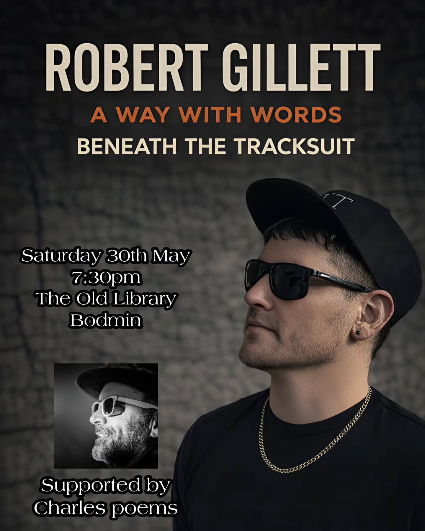 Tickets available now 😉🙏
Saturday 30th May
7:30pm
The Old Library Cafe, Bodmin
intoBodmin
I’ll be performing "A Way With Words" a mix of spoken word, storytelling, humour, a bit of randomness and moments that might make you stop and think.
Some parts will make you laugh,
Some parts will hit deep,
Some will make you smile,
And some will just be a little unexpected.
Supported by the brilliant Charles Poems 🙌
Whether you love poetry, are curious about spoken word or just fancy something different for the night this is for you.
Tickets / info:
https://www.ticketsource.co.uk/intobodmin/t-jxxzoqv
Come along, bring someone with you, and just enjoy the evening.
#spokenword #poetry #poem #inthistogether #beneaththetracksuit IntoBodmin Events
