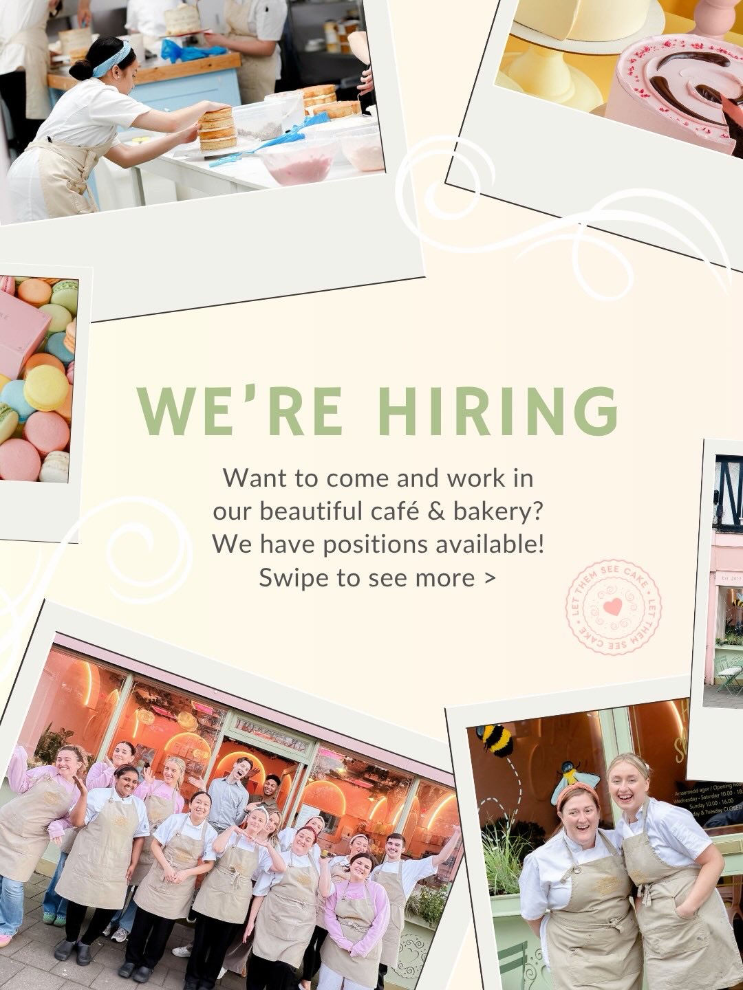 We're hiring!
Looking for a new job in our beautiful café? We have positions available for both Front of House staff and a Brunch Kitchen Assistant - check out the website (linked in bio) for the full job descriptions 🧑🏼🍳
To apply, please email your CV to info@letthemseecake.com, or come in and chat to us! If you know someone you think would be perfect then share this post with them 💬
Any questions, give us a call on 07772 630 332 📞
We can't wait to hear from you 😊
#letthemseecake #cardiffjobs #bakeryjob #cafejobs #werehiring