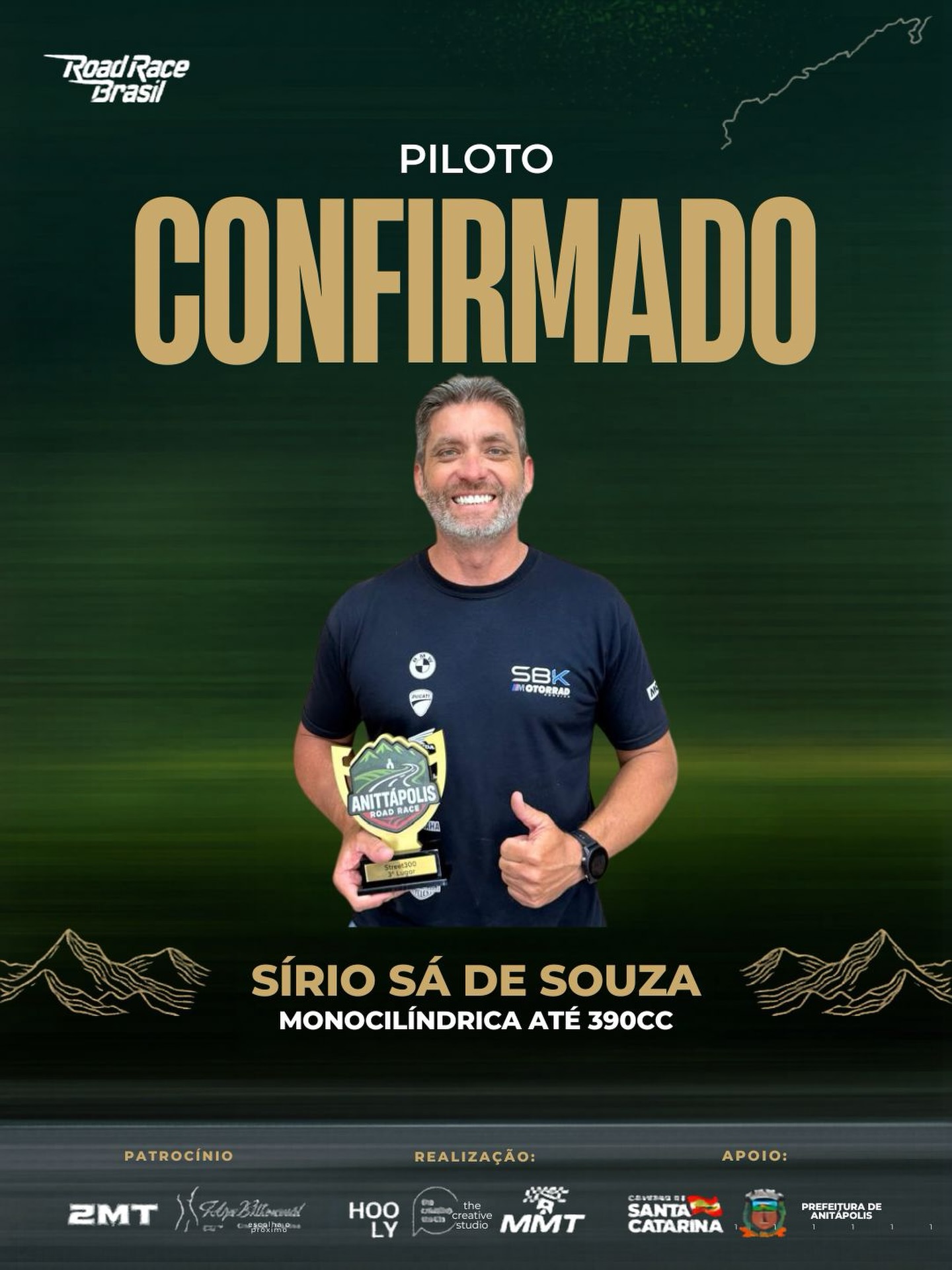 Sírio de Sá está confirmado na Road Race Brasil em Anitápolis! 🏁🔥
Na categoria Monocilíndrica até 315cc, Sírio de Sá chega para reforçar o grid com determinação, velocidade e muita vontade de acelerar forte em um dos cenários mais emocionantes do motociclismo brasileiro.
Em meio às curvas da Serra Catarinense, ele entra na disputa pronto para encarar o desafio e viver toda a adrenalina da Road Race Brasil.
Mais um nome confirmado para deixar essa batalha ainda mais intensa! 🏍️⚡
.
#RoadRaceBrasil #SirioDeSa #Monocilindrica315 #Anitapolis #Motovelocidade
