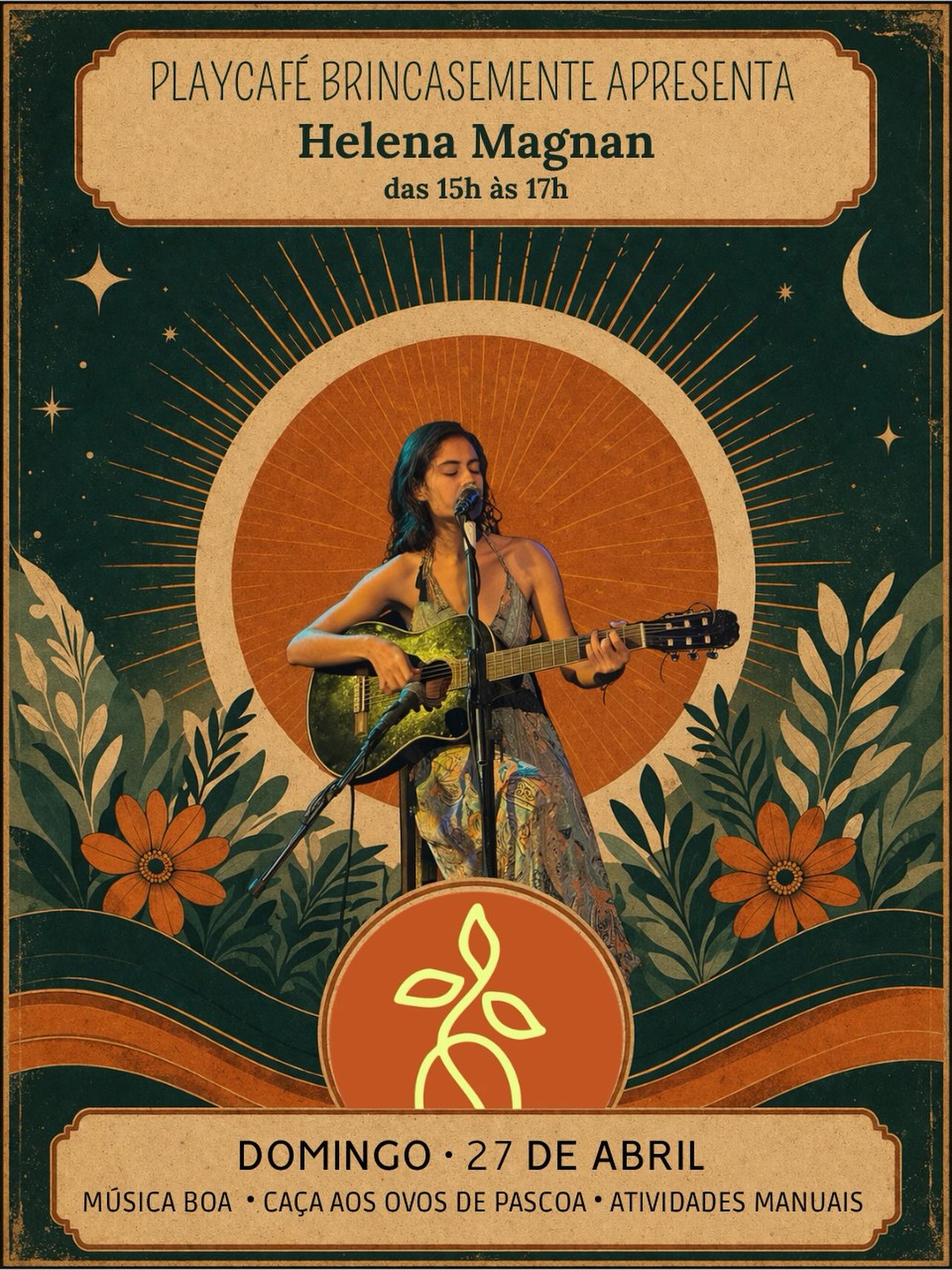 * Correção na data : 05/04 - DOMINGO DE PÁSCOA *
No domingo, a nossa festinha de Páscoa vai ser acompanhada por música ao vivo com Helena Magnan, trazendo suas músicas autorais para deixar a tarde ainda mais especial. ✨
Investimento:
🐰 R$ 45 por criança (de 2 a 10 anos)
Inclui participação na caça aos ovinhos e nas manualidades
🎶 R$ 15 de couvert artístico
para apoiar a artista Helena Magnan
Uma tarde gostosa para brincar, celebrar e curtir em família 💛
Para garantir a entrada, é necessário reservar antecipadamente pelo WhatsApp: 73 99818-2088