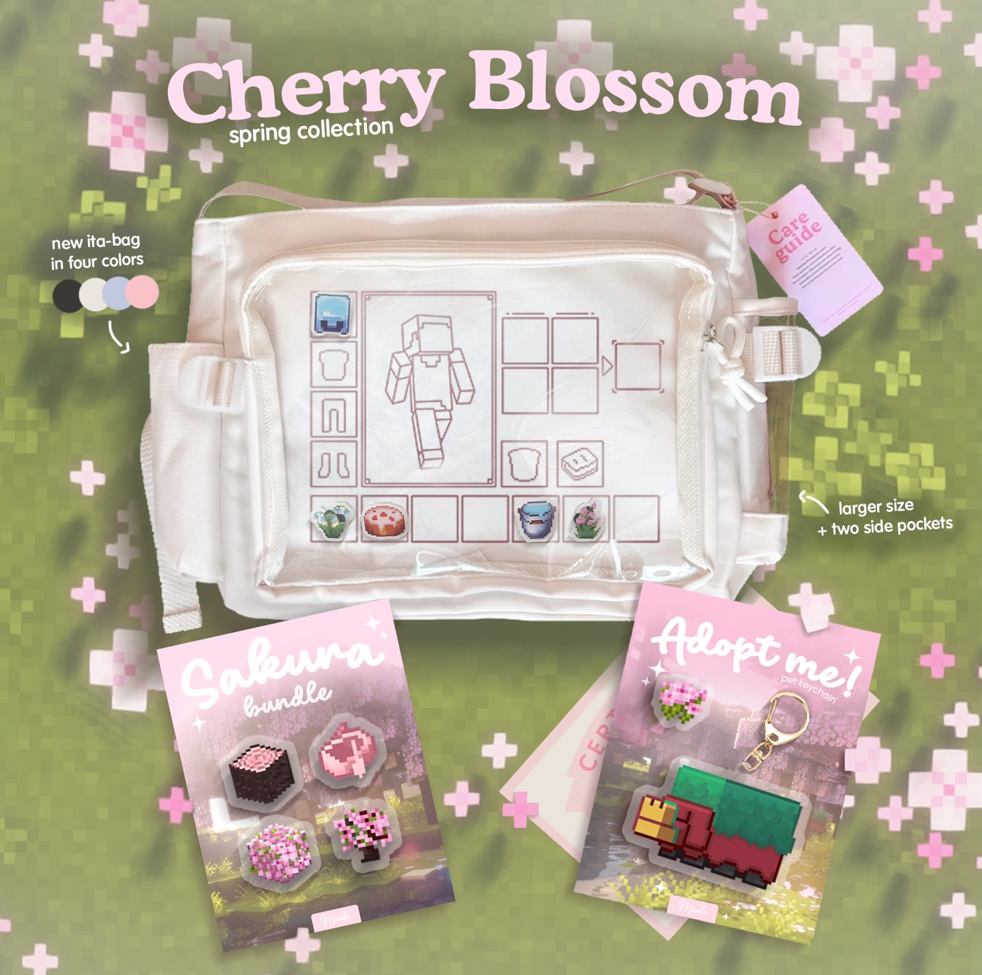 Cherry Blossom Collection is coming soon… 🌸✨
In May, we’re bringing a new collection inspired by soft cherry blossom vibes and spring aesthetics. 🌿🌸 Along with it, you can look forward to a cute Sakura pin bundle and pet keychain Sniffer. 🩷
We’ve also introduced brand new inventory bags designed especially to fit your laptop perfectly 💻 Their shape is tailored for easy carrying, and they come with 2 side pockets plus one hidden pocket in the back for your essentials. 👀🔐
The bags are water-resistant 🌧️ and the shoulder strap is sewn directly into the bag for extra durability - making them ideal even for heavier items. 🤗
Right now, you can choose from 4 different color variants to match your style. 🎨
All products will be in stock at the beginning of May, but pre-orders are open now if you’re worried you might miss out on your favorite item. ✨🌷
#cherryblossoms #sniffer #minecraftsniffer #minecraftcherryblossom #sakura