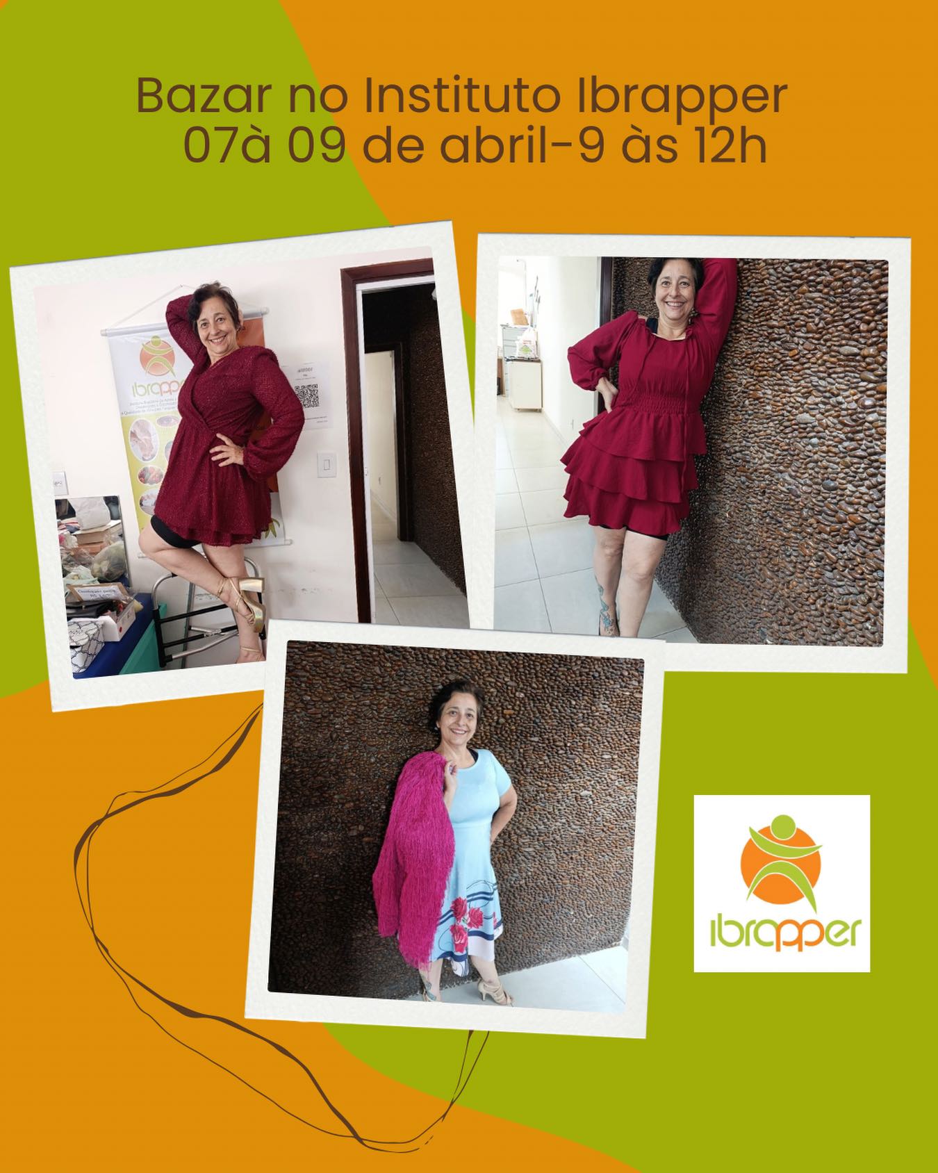 Bazar vai acontecer no instituto ibrapper dia 7 à 9 de Abril
Rua Rogério Arcury- 145- Jardim faculdade.