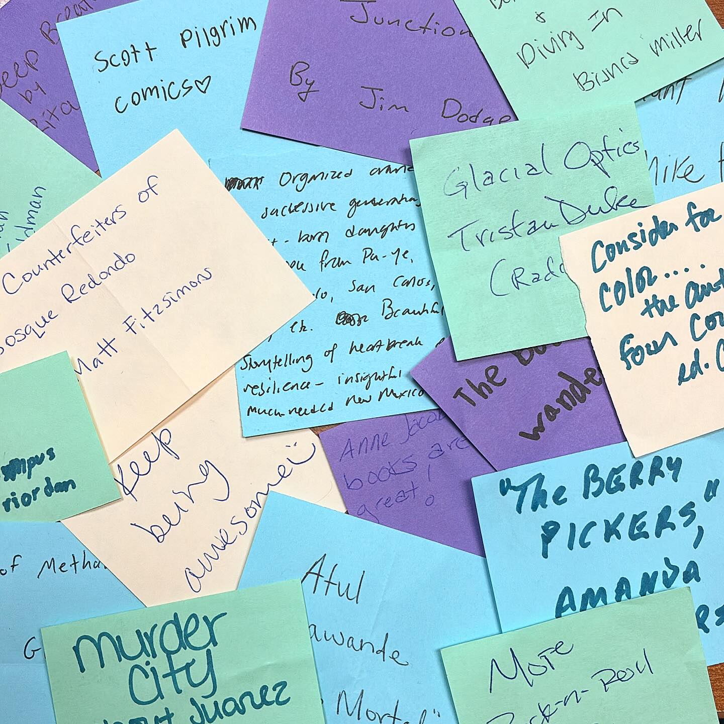 We love reading your suggestions! Come by and drop a note in our suggestion box. We read them all and bring in books that customers suggest all the time!