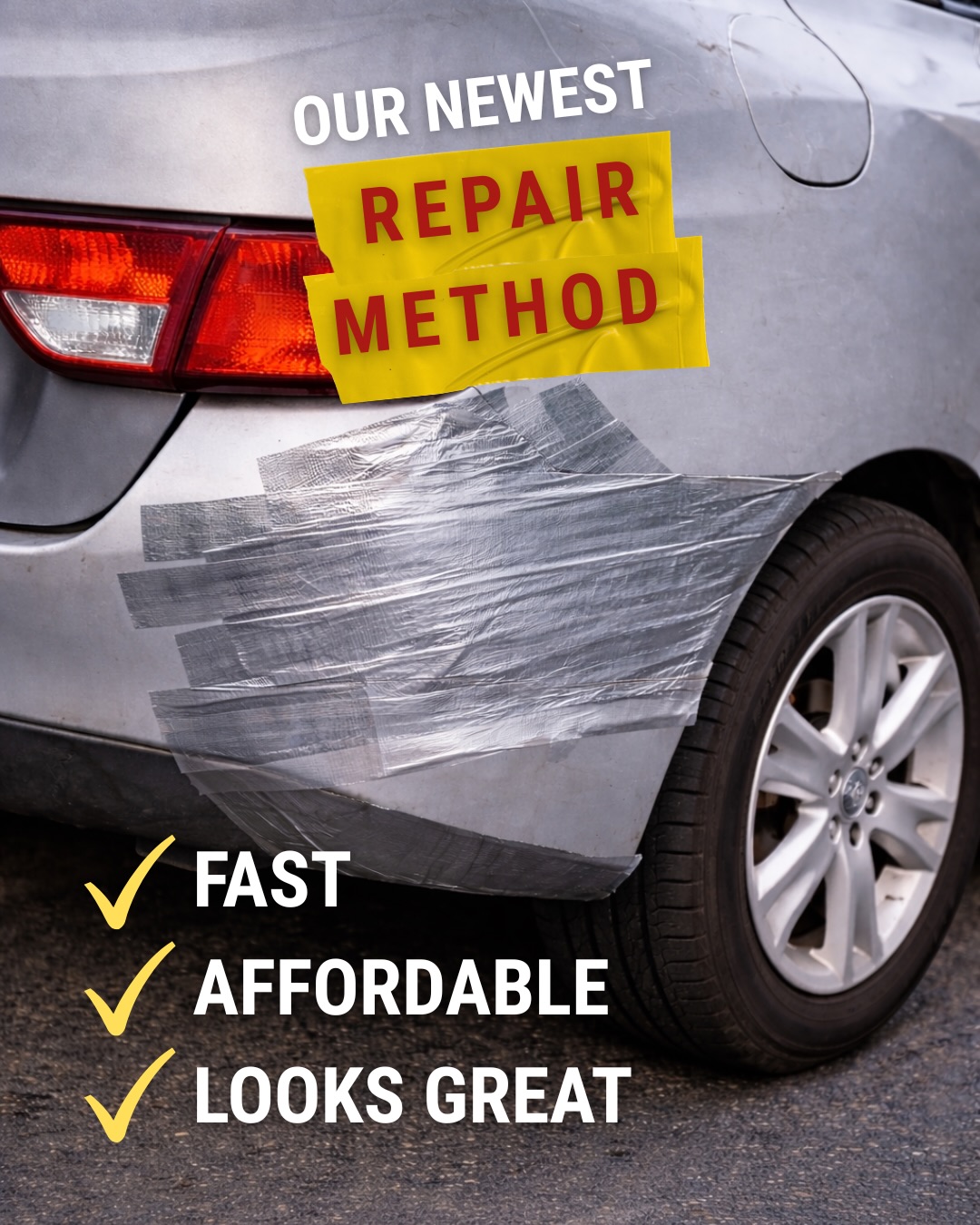 🚨 OUR NEWEST REPAIR METHOD… 👀
Fast ✅
Affordable ✅
Looks great ✅
…or does it? 😅
APRIL FOOLS! 🎉
While duct tape might get you down the road, it’s definitely NOT how we repair vehicles. At Professional Auto Body & Paint, we believe in doing things the right way—using manufacturer-approved (OEM) procedures to restore your vehicle’s safety, structure, and appearance.
We’re a family-owned shop serving Portland since 1997, proudly independent and not part of any insurance network. For nearly 3 decades, we’ve been helping our community get back on the road the right way—no shortcuts.
Got questions about your insurance claim?
We’re here to help.
📞 503-281-1103
Quality work. No shortcuts. Always. 💪
#april1
#aprilfoolsday
#aprilfoolsbaby
#aprilfools
#aprilfool
