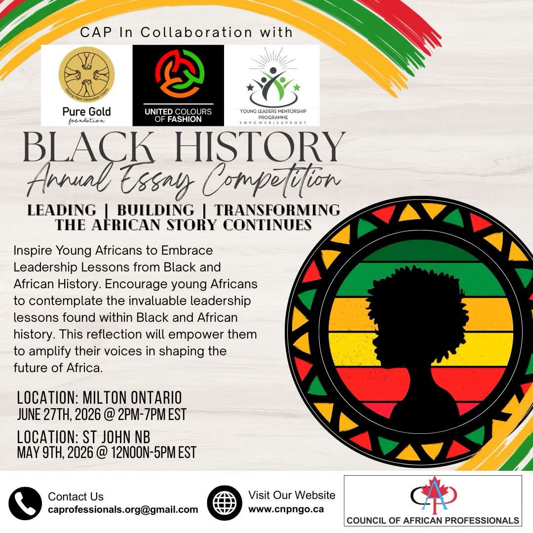 Last call 📣
The Black History Youth Essay Contest—presented in collaboration with CAP, @puregoldfoundation , and the @ylmpleaders , is closing tomorrow, March 31st.
This is your moment to amplify young voices, celebrate Black history, and invest in the next generation of storytellers and leaders.
We’re also welcoming sponsors who want to be part of something impactful—supporting youth by contributing to prize funding, and gaining visibility at our in-person event.
We’re seeking sponsors to:
Support the in-person awards event
Contribute to prize funding for our outstanding youth winners
Invest in the future of young Black changemakers
Your support helps us create a meaningful platform where youth are recognized, empowered, and celebrated for their brilliance.
📩 Interested in sponsoring? Email caprofessionals.org@gmail.com to learn more…
Submit your essay, share with a young person in your community, or partner with us to make a difference.
#ucof2026 #ucofcanada #explore #empoweringyouth #callforsponsors