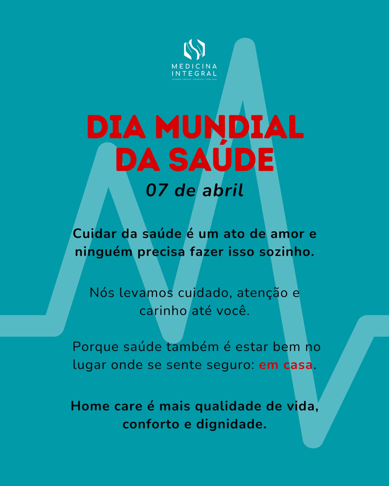 No Dia Mundial da Saúde, reforçamos um lembrete importante: cuidar da saúde vai muito além de tratar doenças — é sobre acolhimento, prevenção e bem-estar no dia a dia. 💙
O atendimento domiciliar proporciona mais conforto, segurança e proximidade para quem precisa de cuidados contínuos.
Conte com a gente para levar saúde até você ou quem você ama. 🏡✨