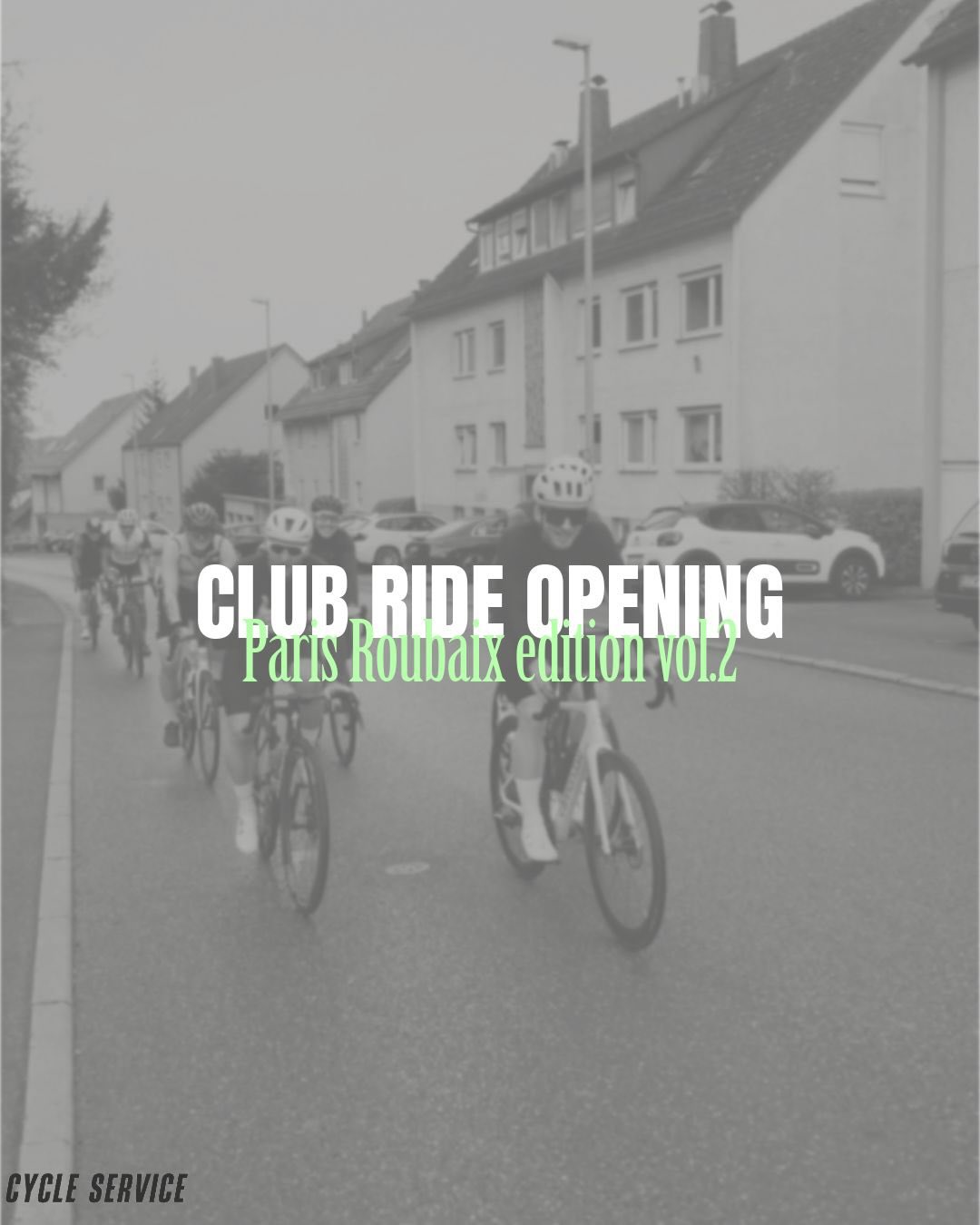 Club Ride Opening // Paris-Roubaix Edition vol. 2
Am 12.04. starten wir gemeinsam mit euch in die neue Saison - und freuen uns riesig auf einen Tag voller Ride, Racing & Community.
📅: 12.04.2026
Start: 10:00 Uhr
Ort: Kirchheim Store
3 Gruppen:
Gruppe Entspannt / Gruppe Unentspannt & Girls Only
Danach:
After Drinks, Maultaschen, Watch Party & Zieleinfahrt des
Anmeldung erforderlich:
Jetzt auf Strava anmelden -
https://strava.app.link/cNksdSOqa2b
Spendenbasis · Trinkgeldkässle für Drinks & Essen