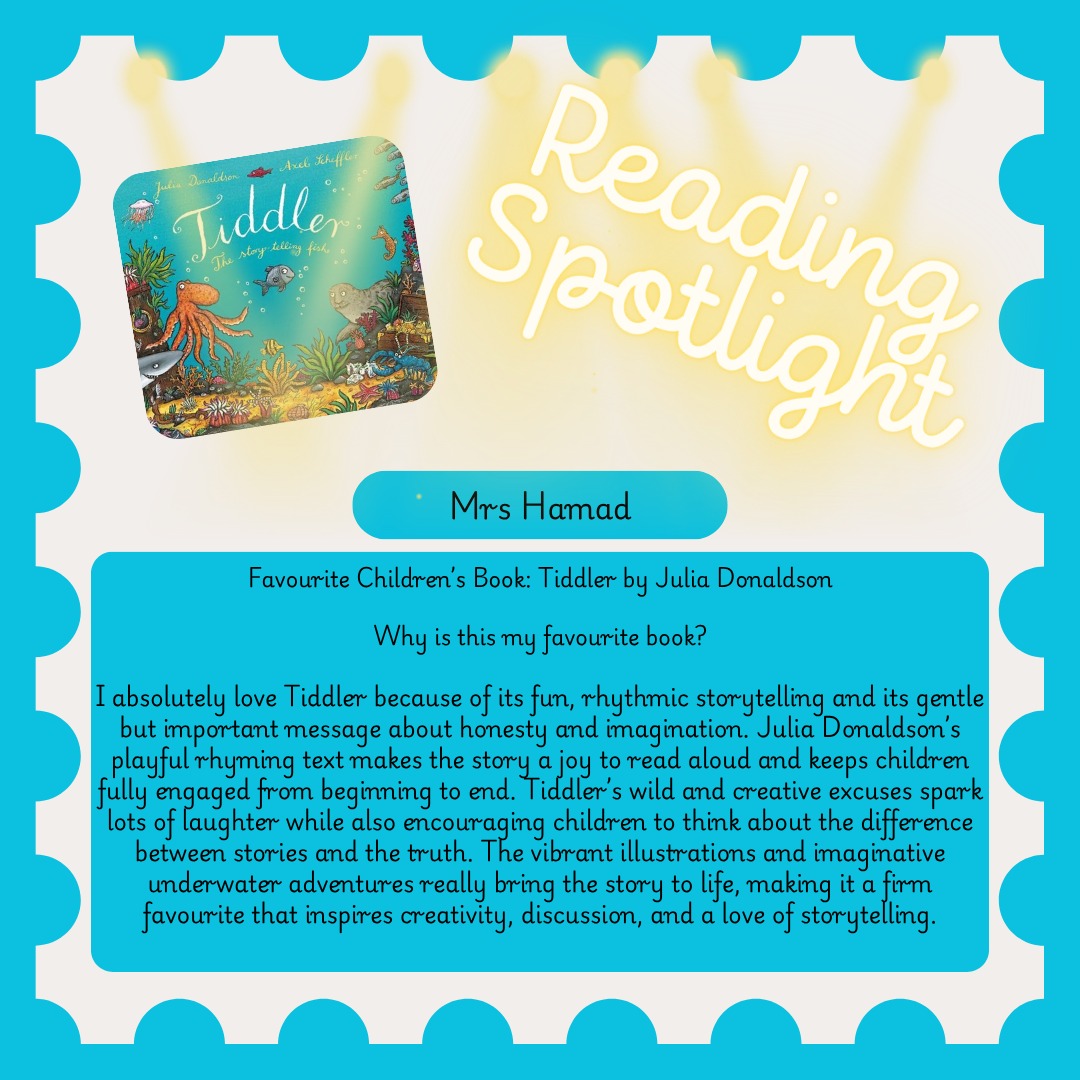 ✨ “Celebrating the magic of storytelling with Tiddler — a tale that reminds us how far imagination can take us! 🌊🐠 From big adventures to brave little moments, this story shows children that even the smallest voice can make a splash. Safe to say Mrs Hamad is hooked! 🎣💛