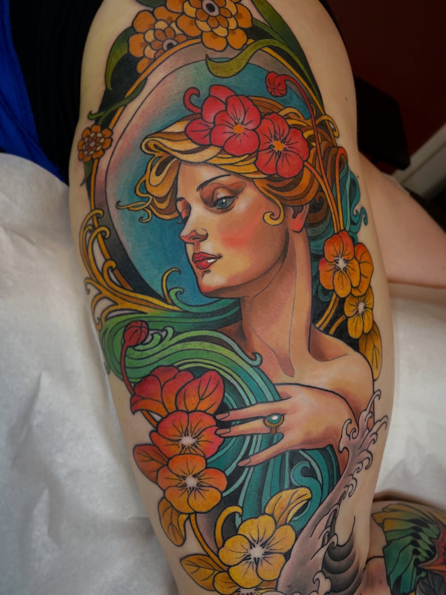 Finished this Vellamo tattoo for my lovely regular client. Will take better pictures once healed. ✨ (For clients who wonder how long this kind of work takes: 2 sessions ab. 10-12 hours, but can be done in shorter sittings as well)
#tattoo #tattoos #neotraditionaltattoos