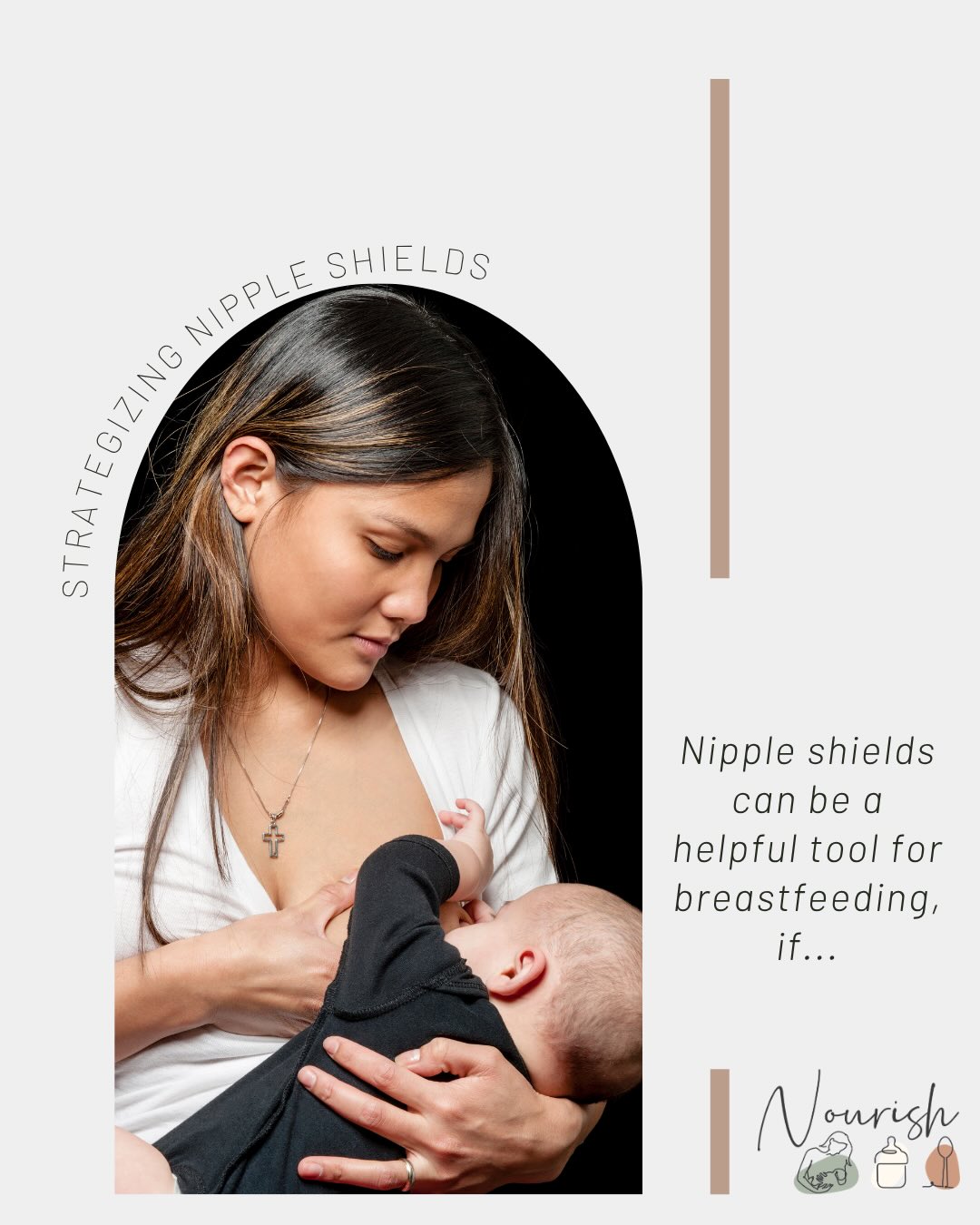 Nipple shields are not inherently bad, but if mom and baby require one then it should be offered with professional oversight to understand “why” and develop a plan for weaning from the shield.
Nourish Therapy specializes in complex infant feeding challenges. If you require a nipple shield to feed your baby, let’s get to the root cause and make a plan that fits your goals! Schedule a free phone consult on my website.
Did you use a nipple shield? Share your story ⬇️