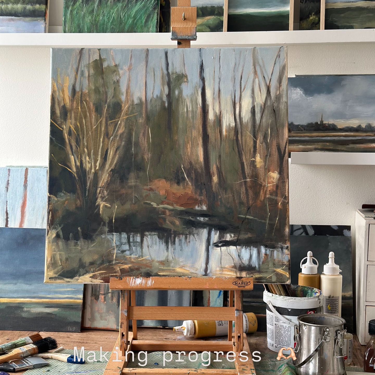 Making progress today on another work from my #forestseries #landscapepainter #abstractedlandscape #contemporaryartwork #oilpainter