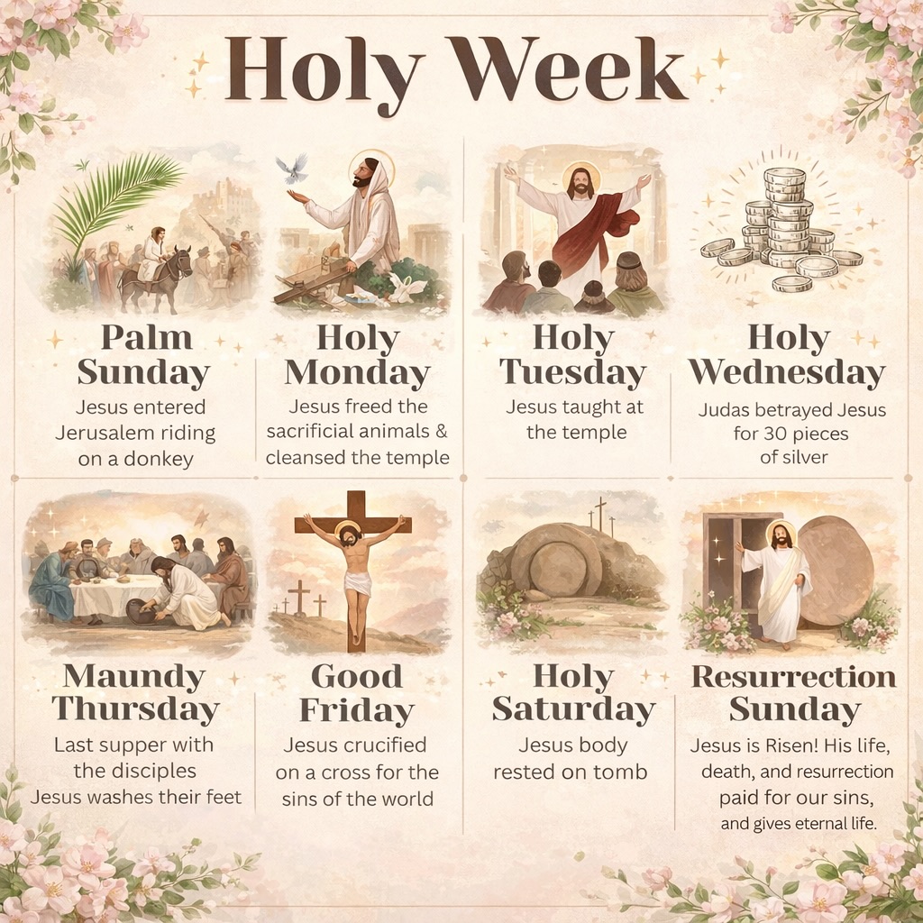 Holy Week is a reminder of love, surrender, and hope 🤍
Each day invites us to pause, reflect, and return to what truly matters.
From a humble entry… to the resurrection,
this story reminds us that there is always purpose, even in what we don’t understand.
May this week bring you closer, renew your heart, and fill you with peace.
✨
#holyweek #faith #hope #love #easter