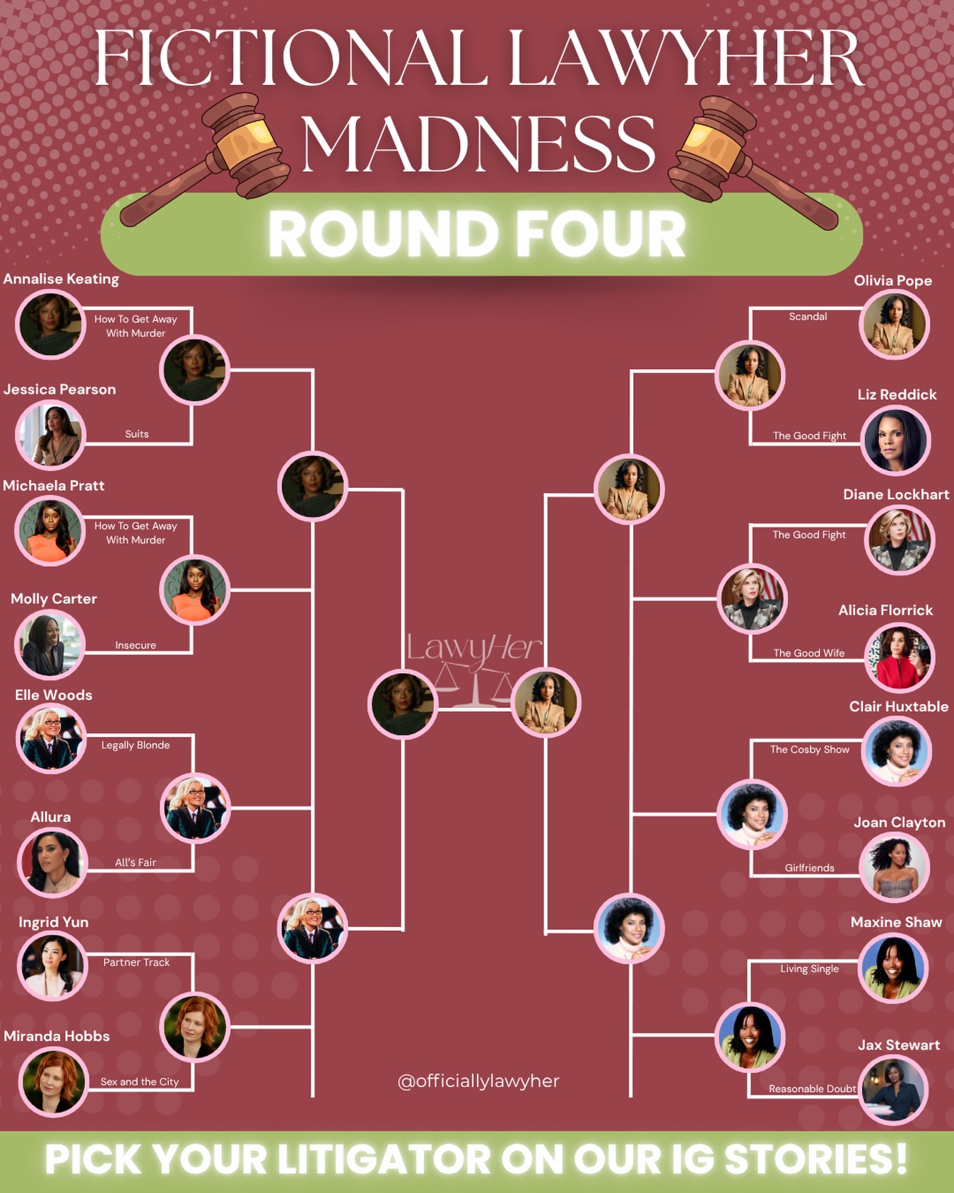 It all comes down to this 👩🏽⚖️🔥 The FINAL ROUND of Fictional Lawyer Madness is here.
Only one can take the title… who are you choosing? 👀⚖️ Vote on our story!!
-
#FictionalLawyerMadness #LawyHer #MarchMadness #FictionalLawyers #WomenInLaw
