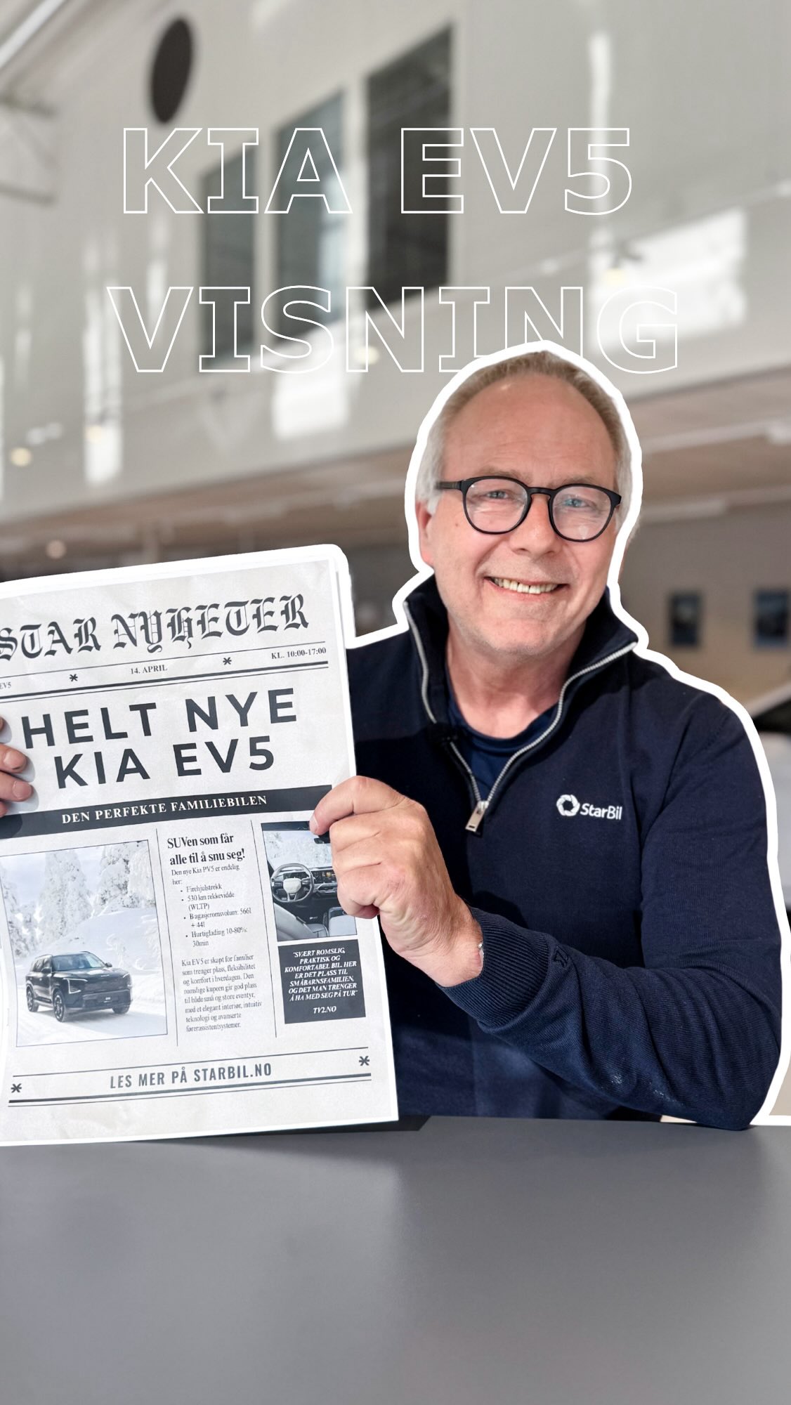 Nå skjer det!
Norges eneste EV5‑prototype kommer til oss!😍 Tirsdag 14. april kl. 10.00-17.00 inviterer vi til eksklusiv visning av Kia EV5!
Dette er din sjanse til å bli bedre kjent med og prøvesitte den nye norgesfavoritten. EV5 er en ekte SUV med høy bakkeklaring, inntil 530 km rekkevidde, lading fra 10–80 % på rundt 30 minutter og et bagasjerom på hele 566 liter og frunk på 44 liter.
Velkommen innom for en hyggelig bilprat, deilig hvetebakst og kaffe ☕️😍 Sjekk ut lenken i bio for mer info!